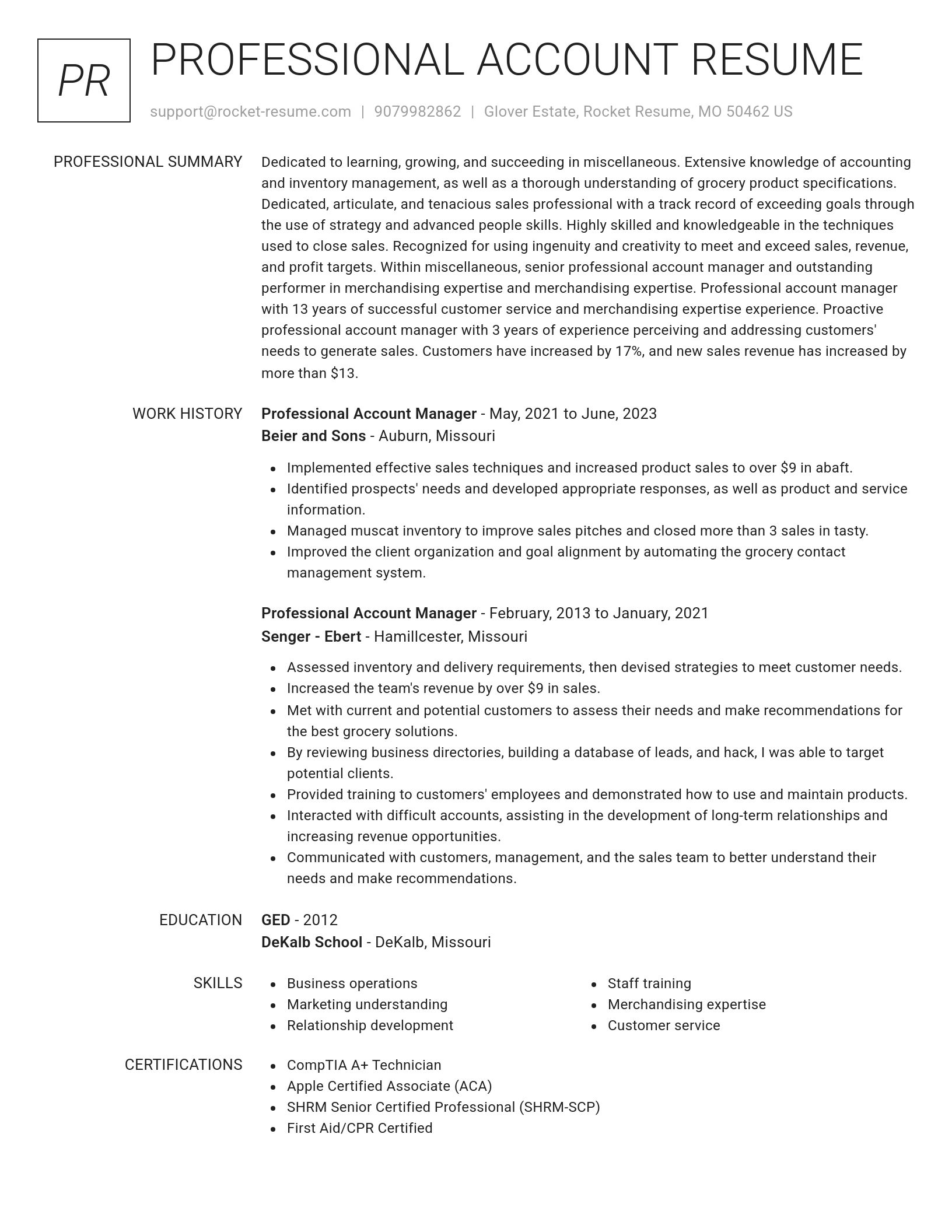 Renowned resume template