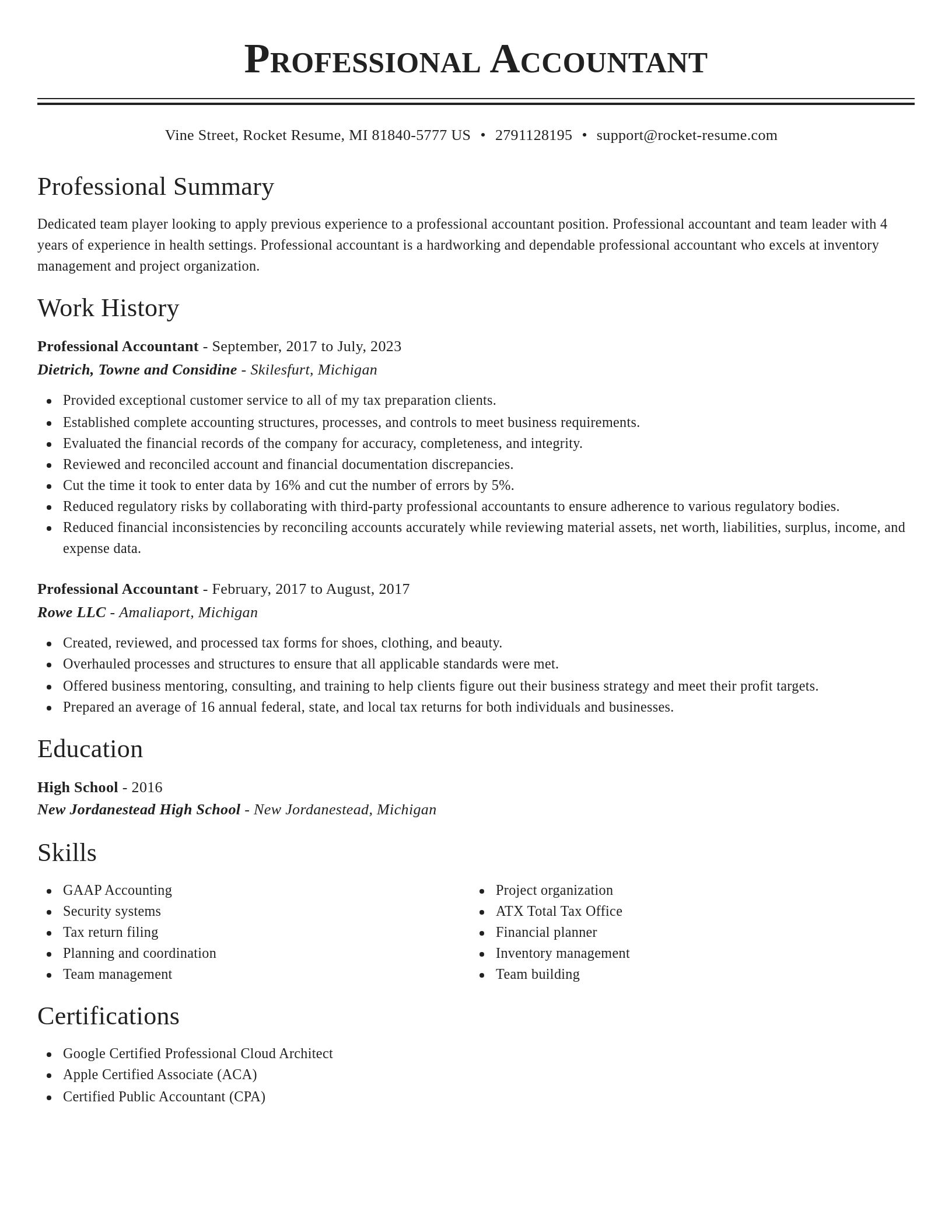 Classic resume template