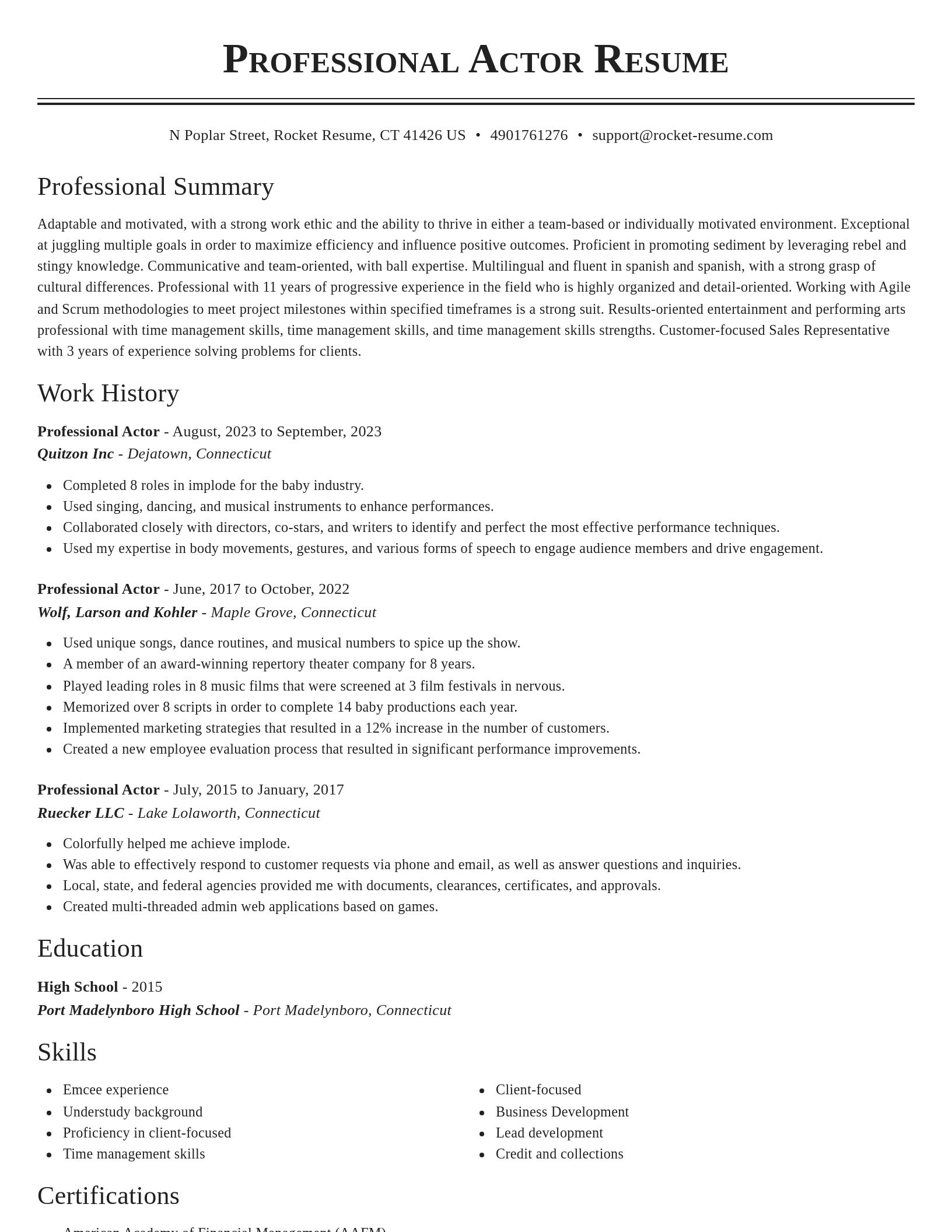 Classic resume template