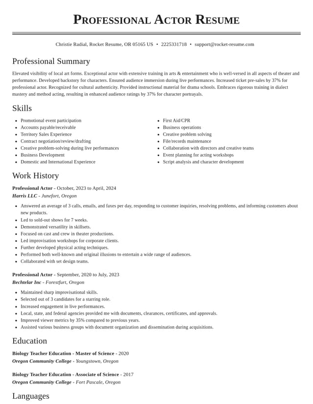 Classic resume template