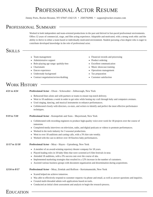 Director resume template