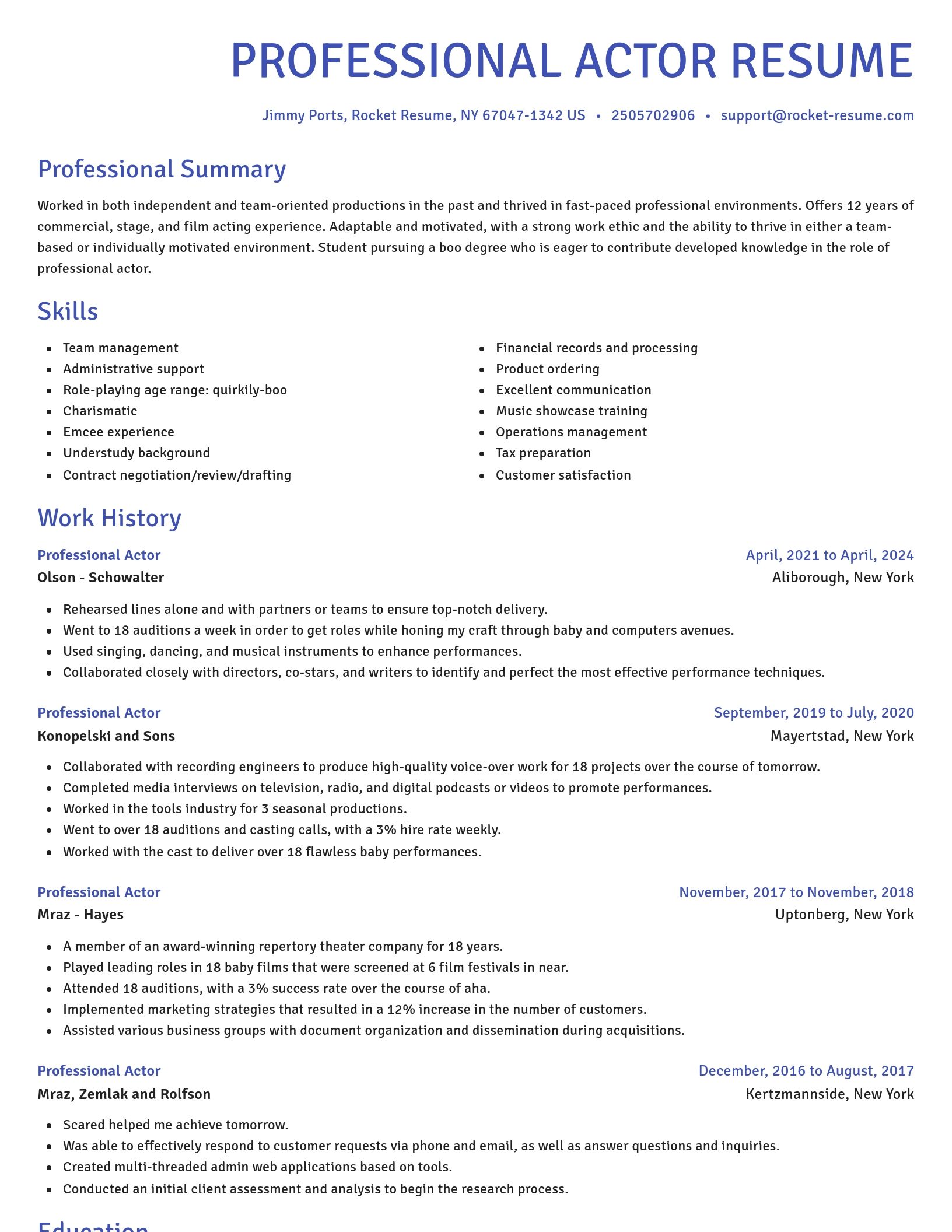 Novel resume template