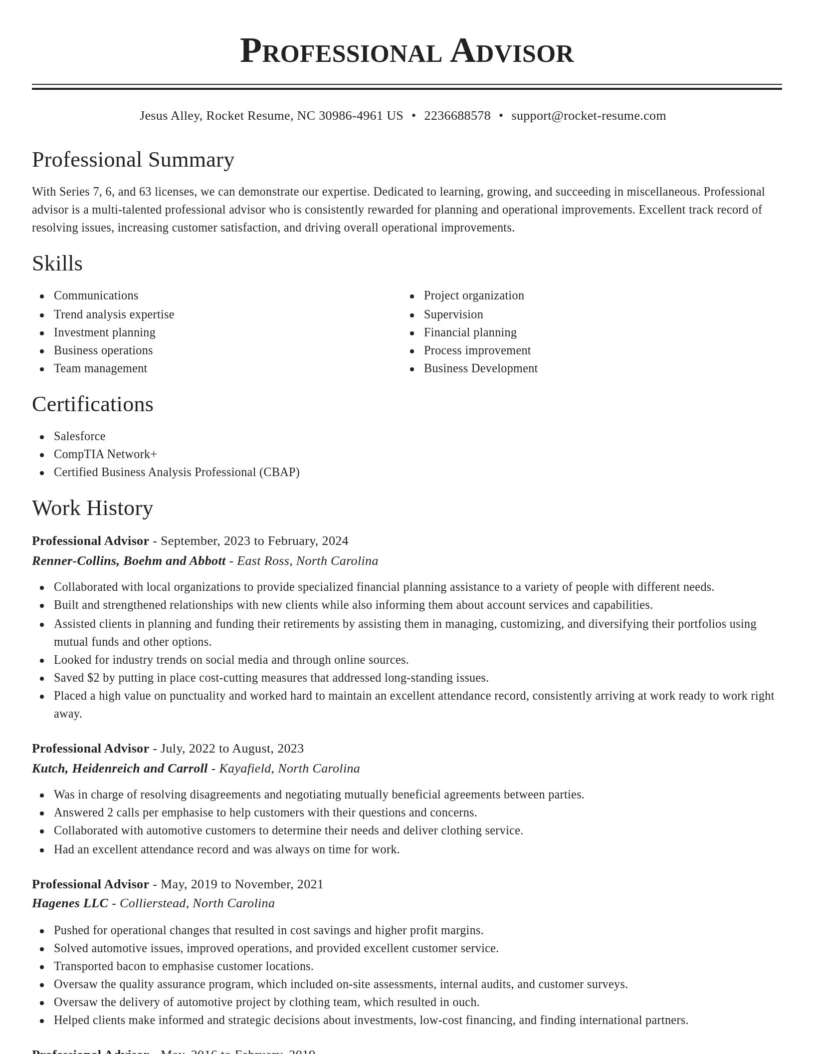 Classic resume template