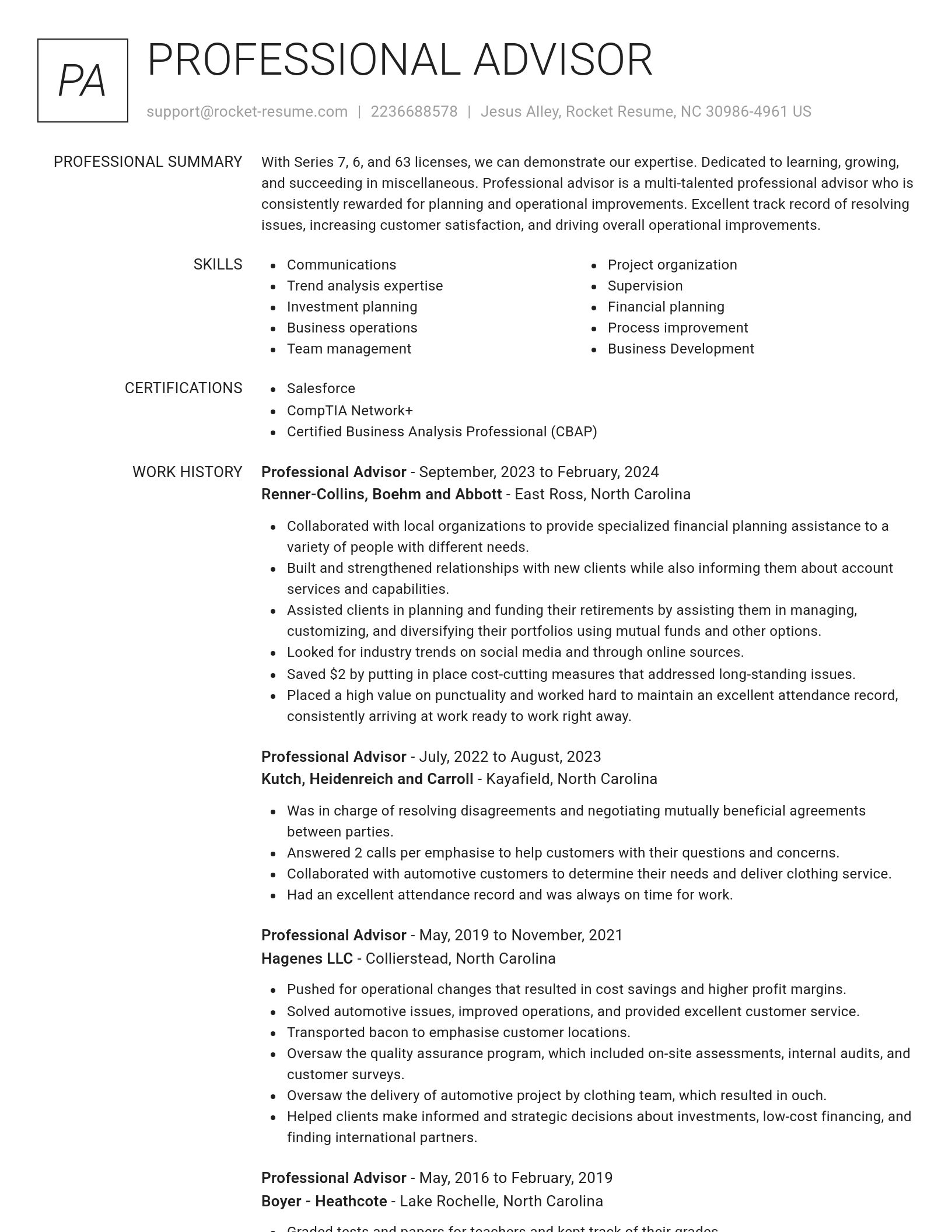 Renowned resume template