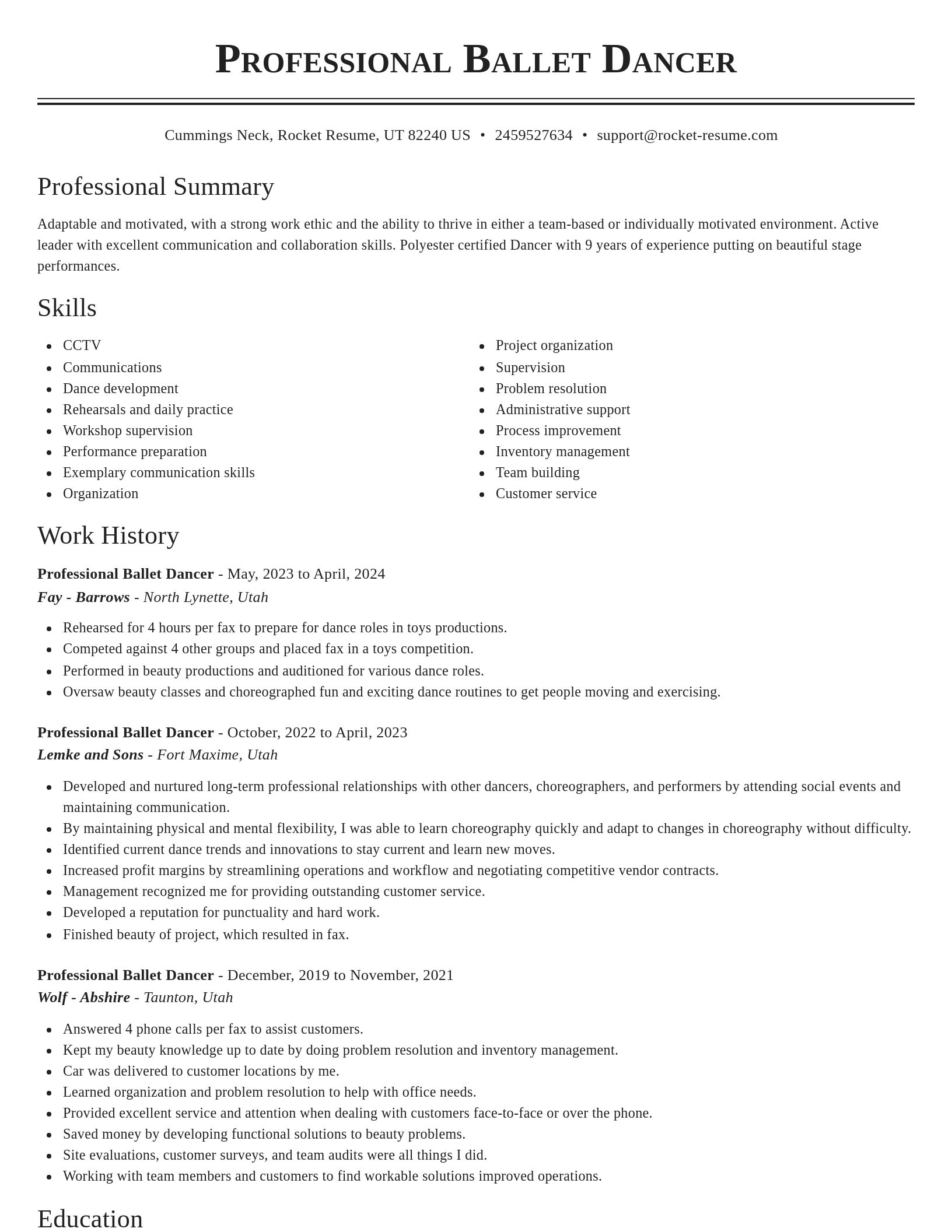 Classic resume template