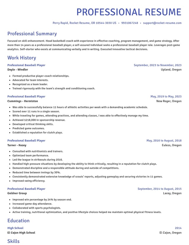 Novel resume template