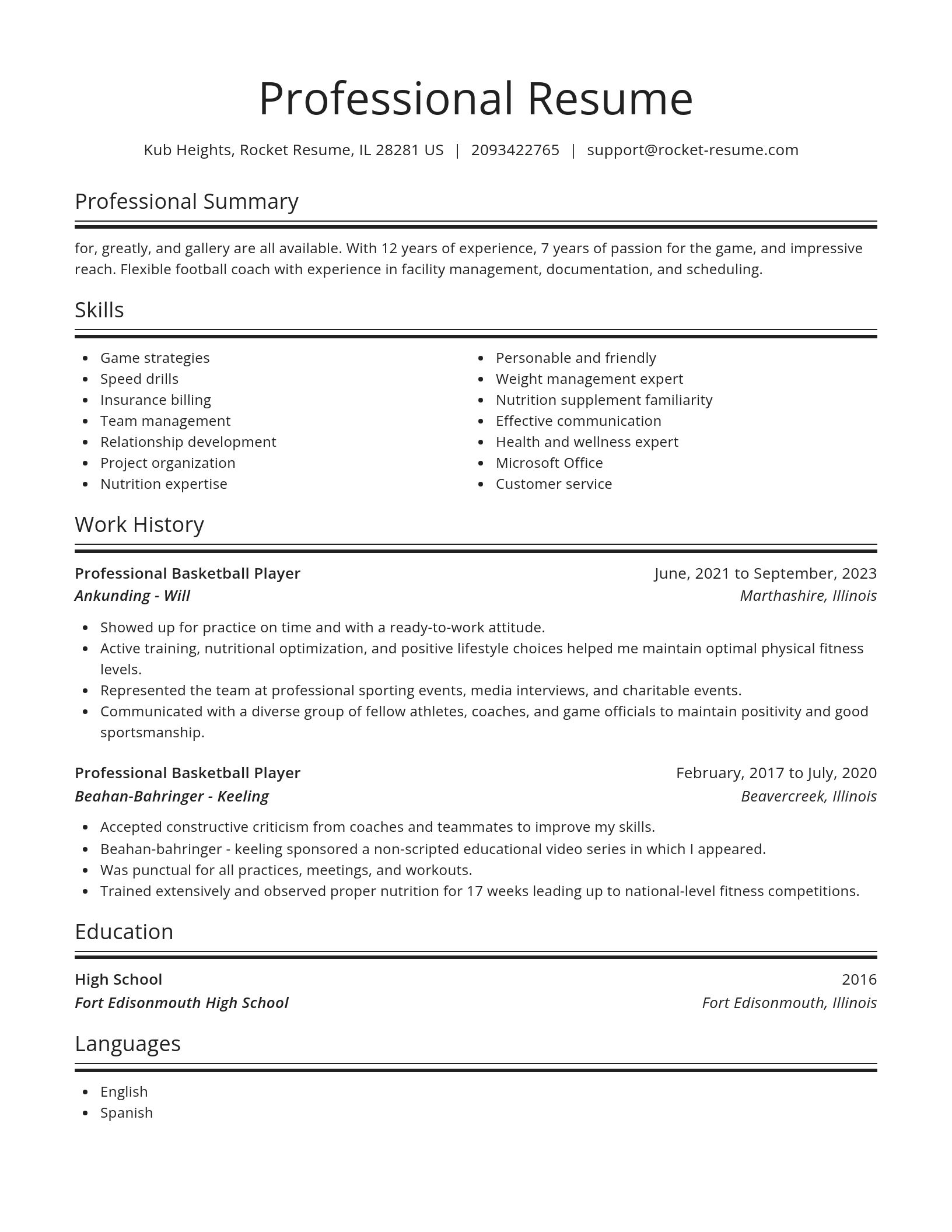 Spotlight resume template