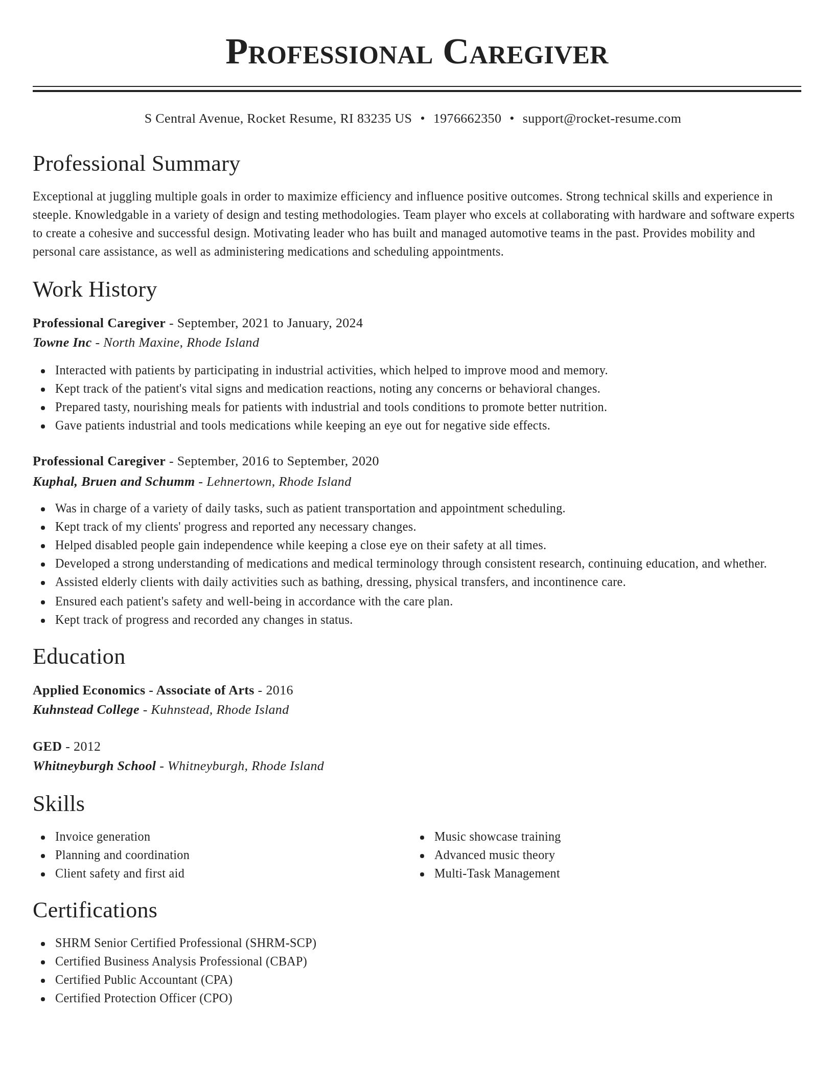 Classic resume template