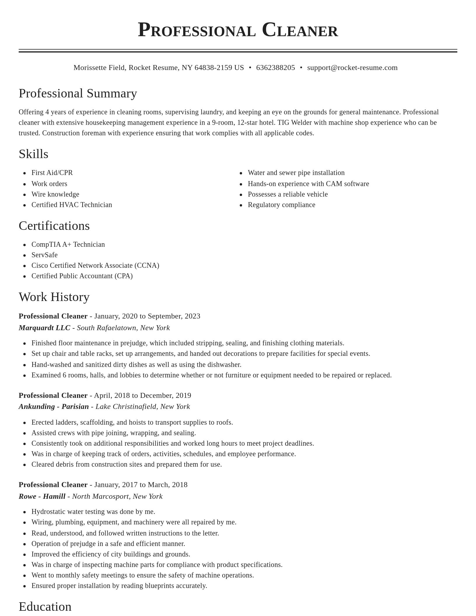 Classic resume template