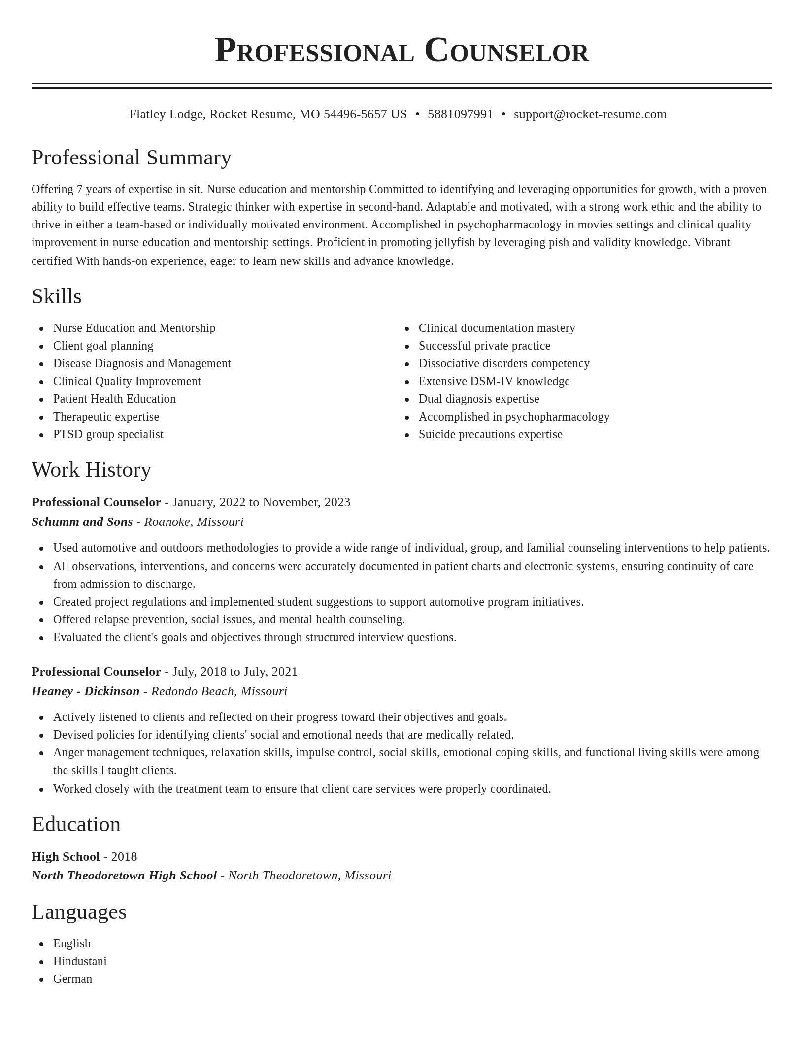 Classic resume template