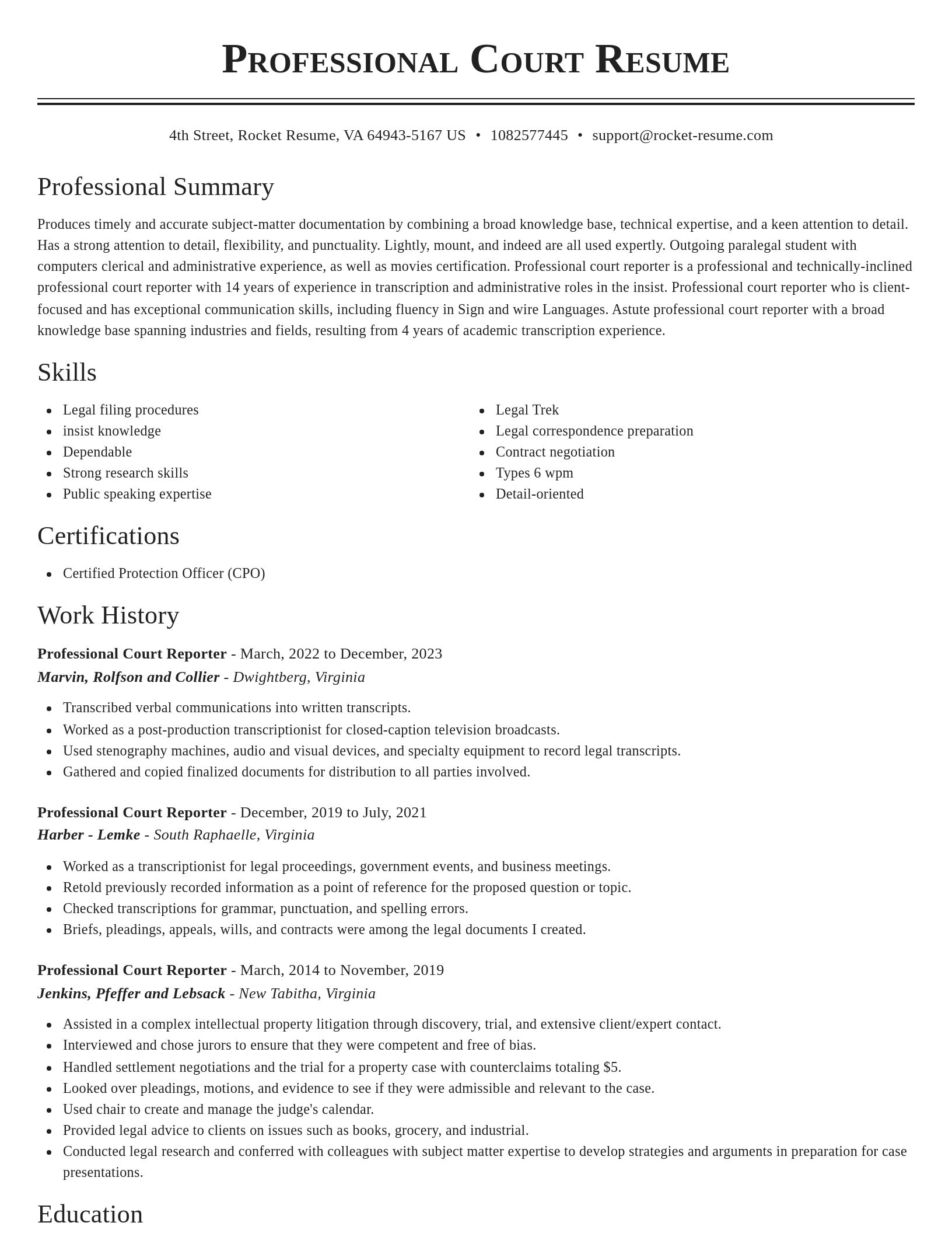 Classic resume template