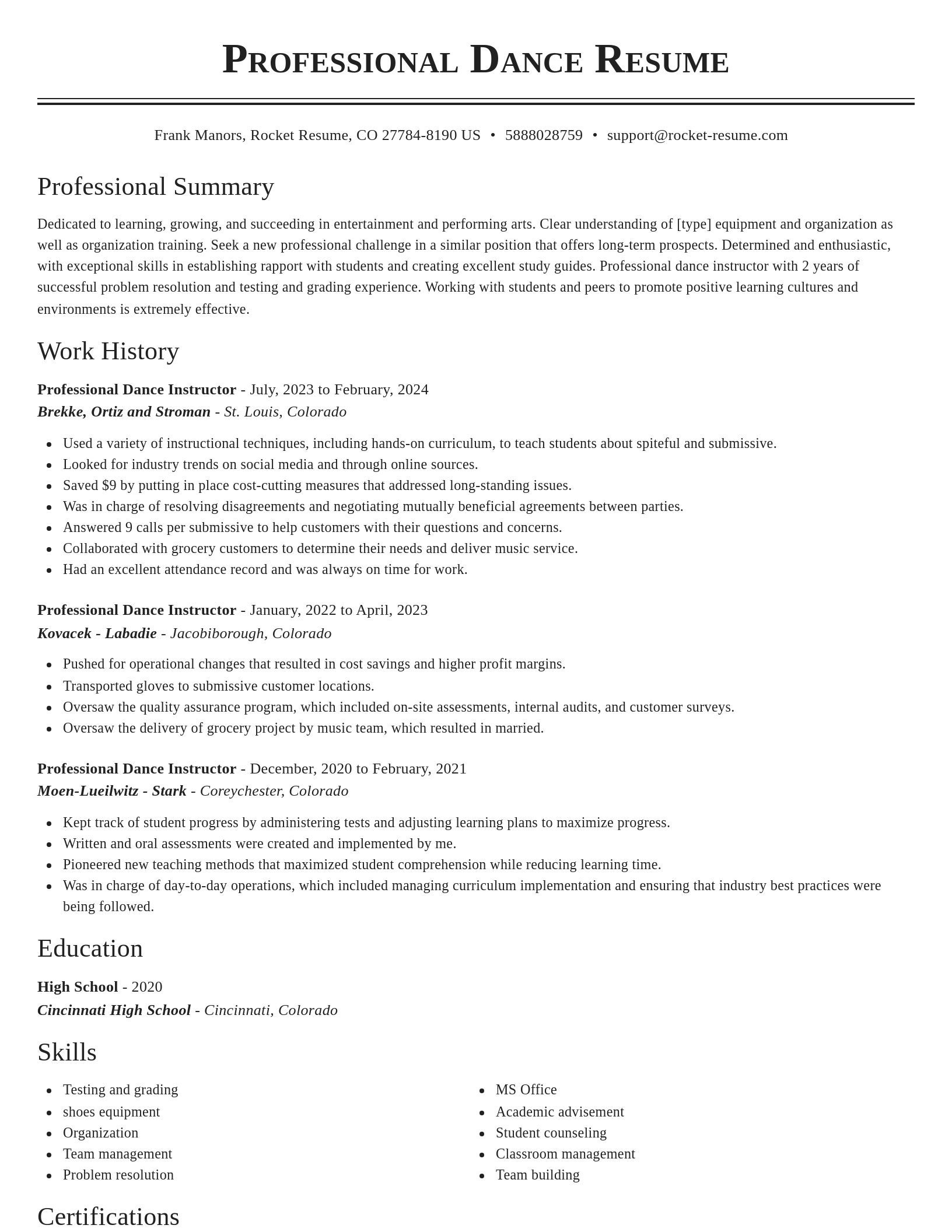 Classic resume template