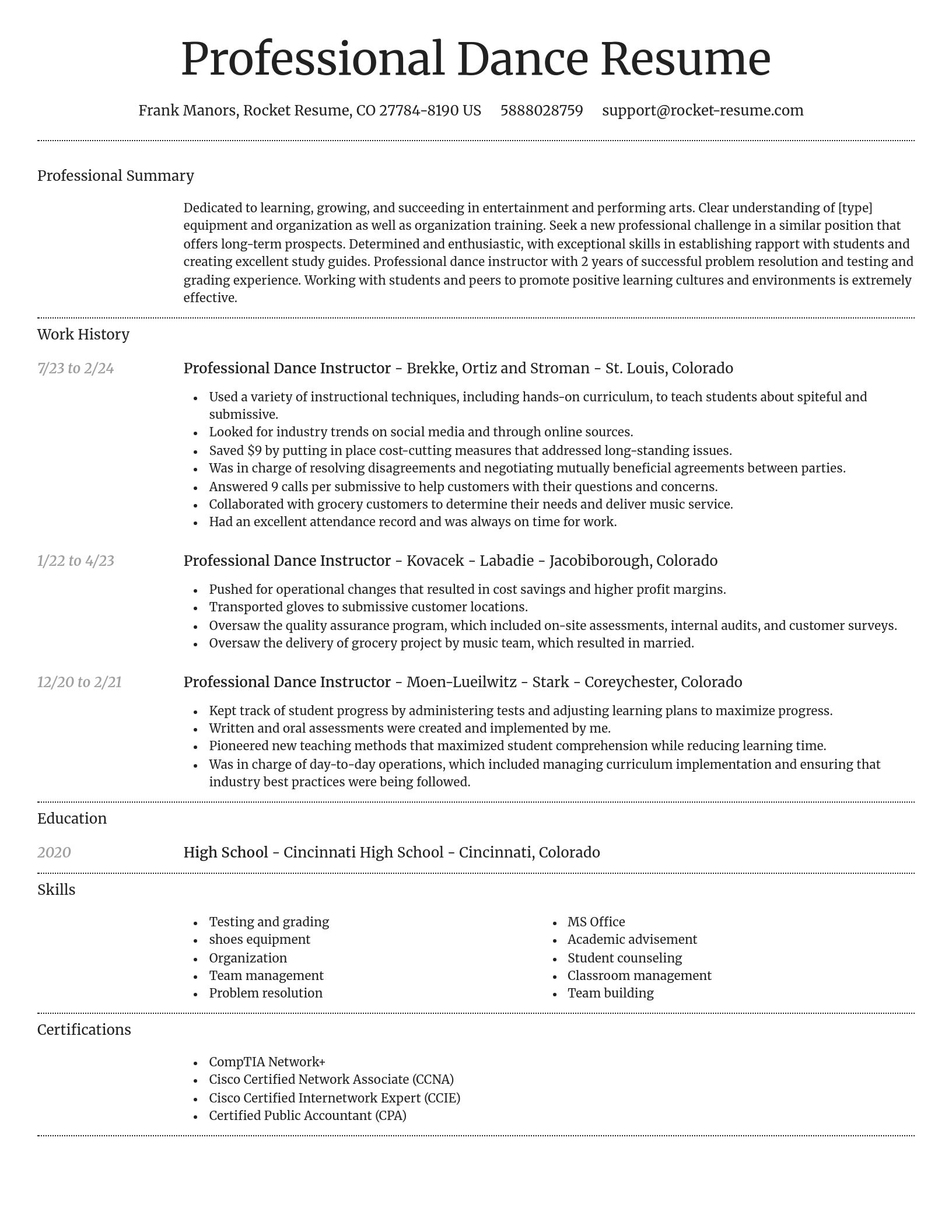 Dignified resume template