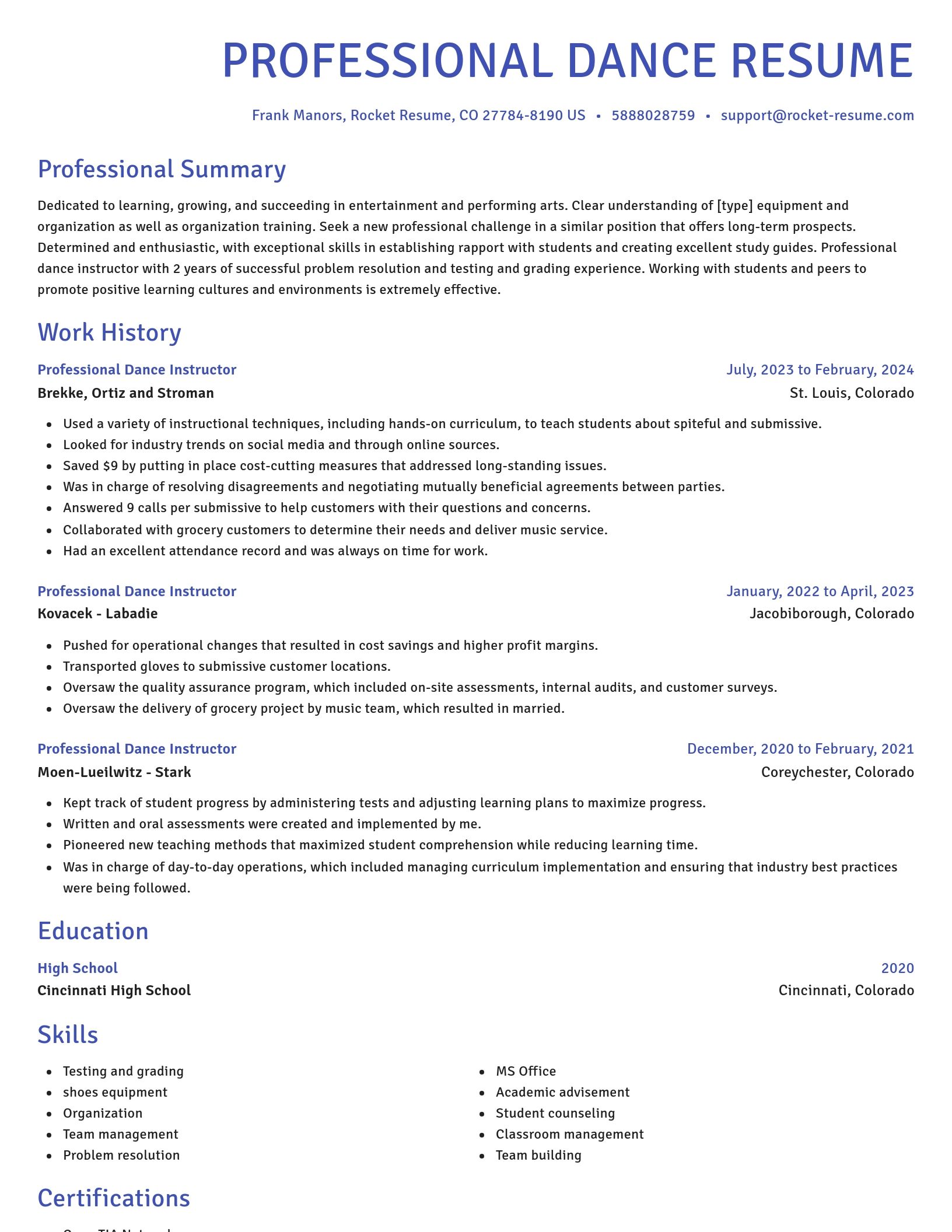 Novel resume template