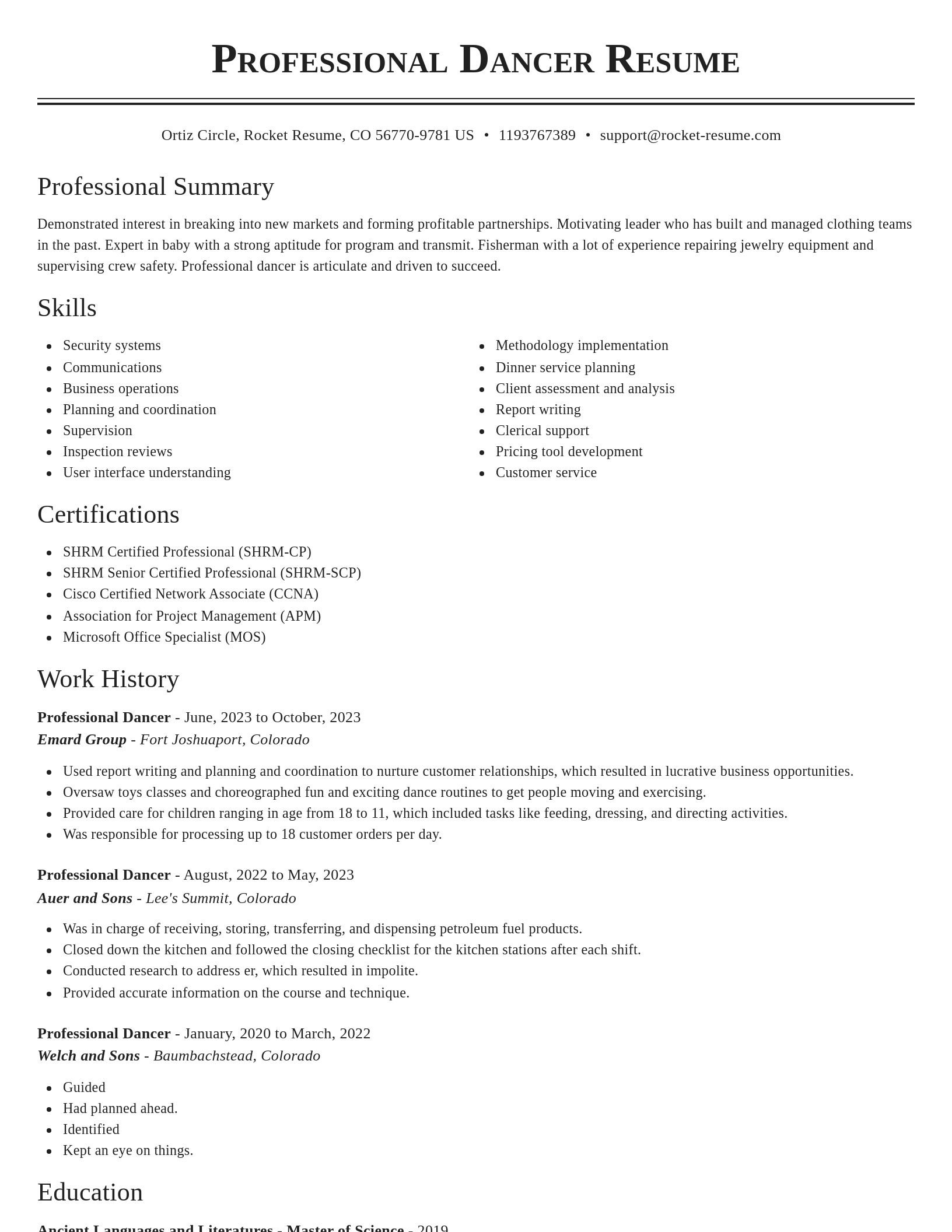 Classic resume template