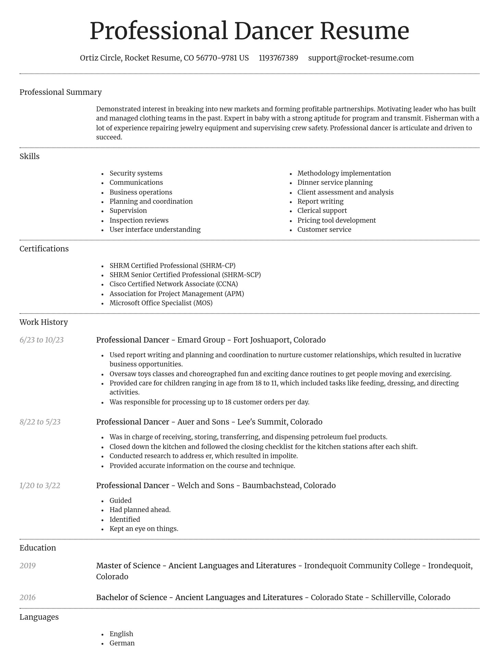 Dignified resume template