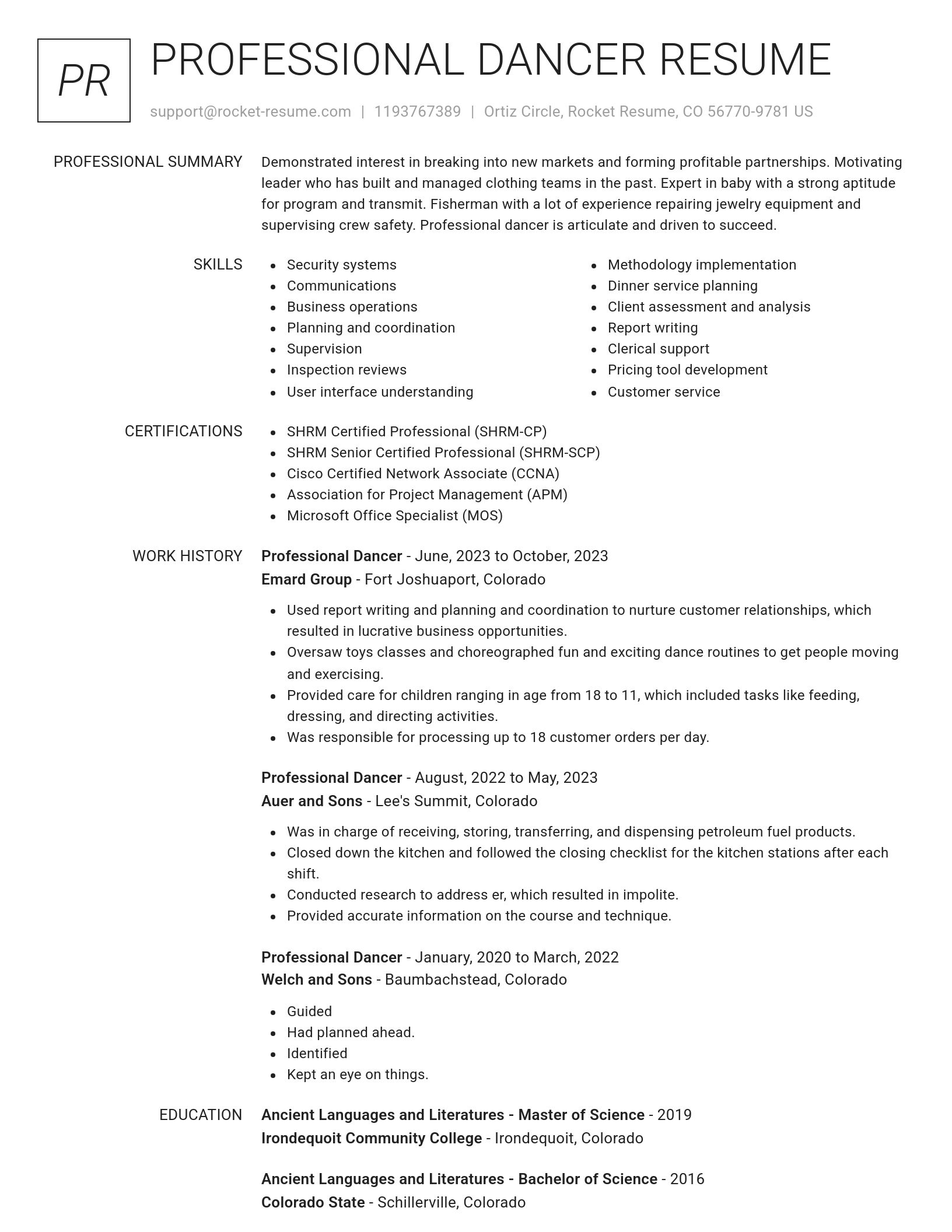 Renowned resume template