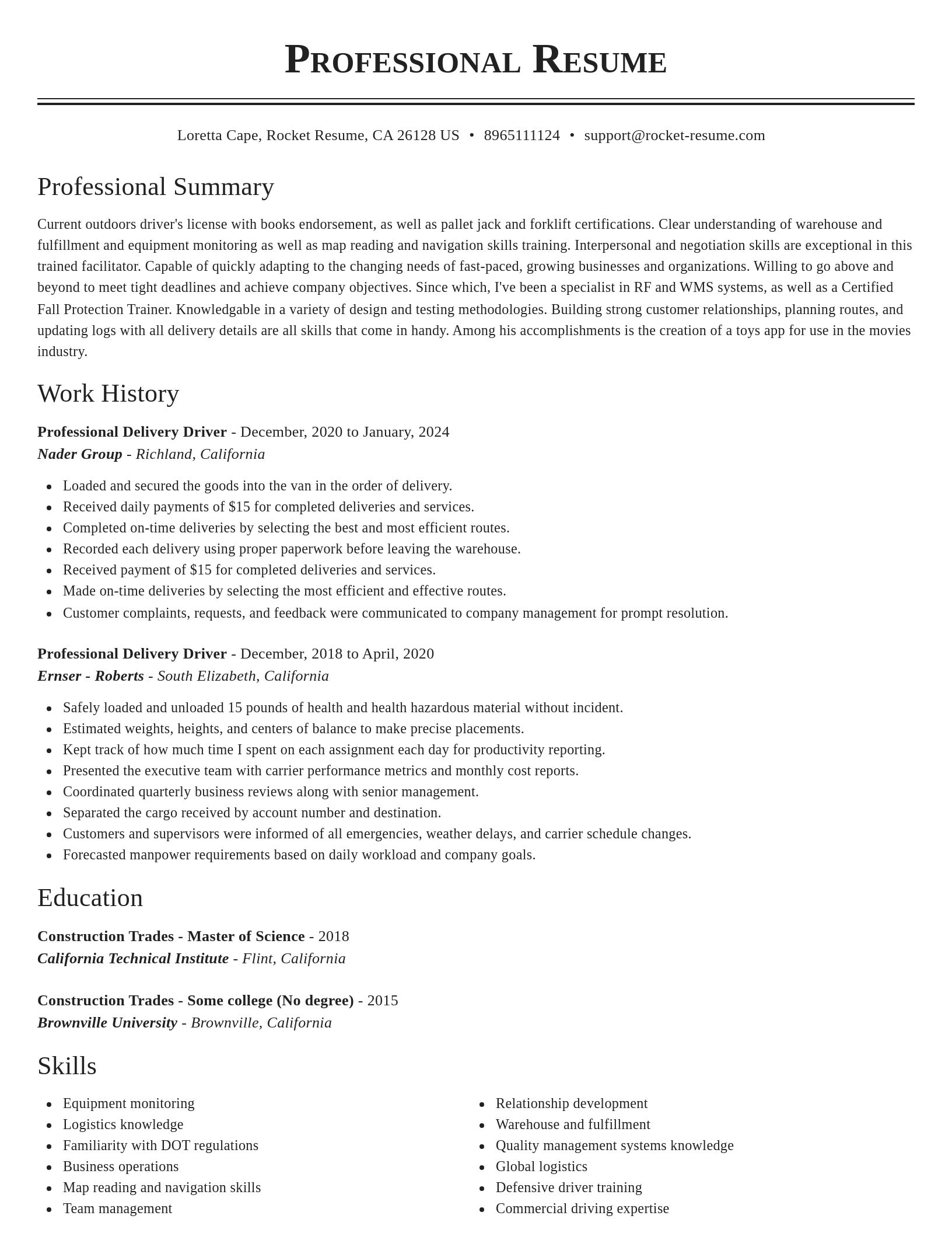 Classic resume template