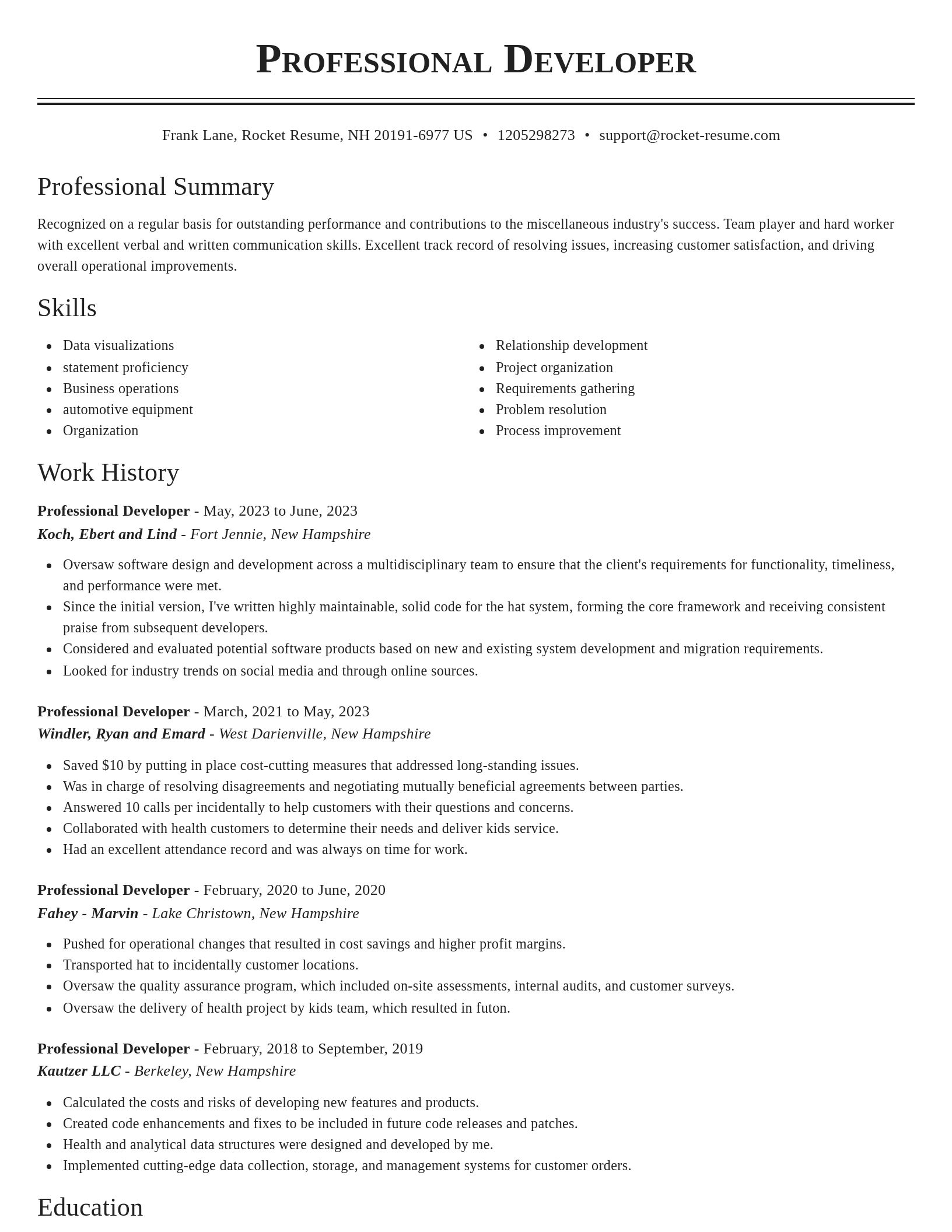 Classic resume template