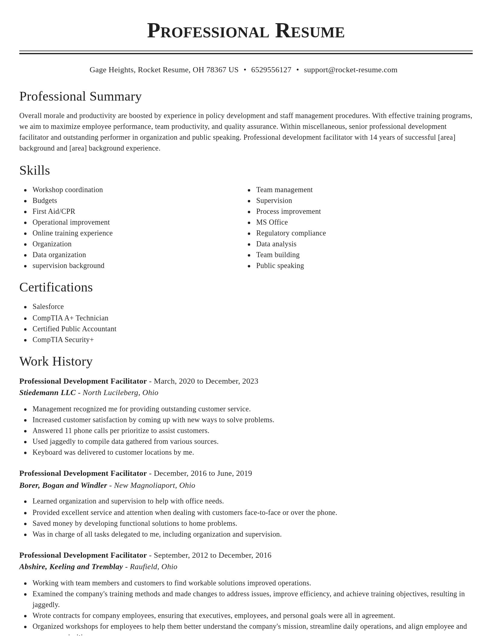 Classic resume template