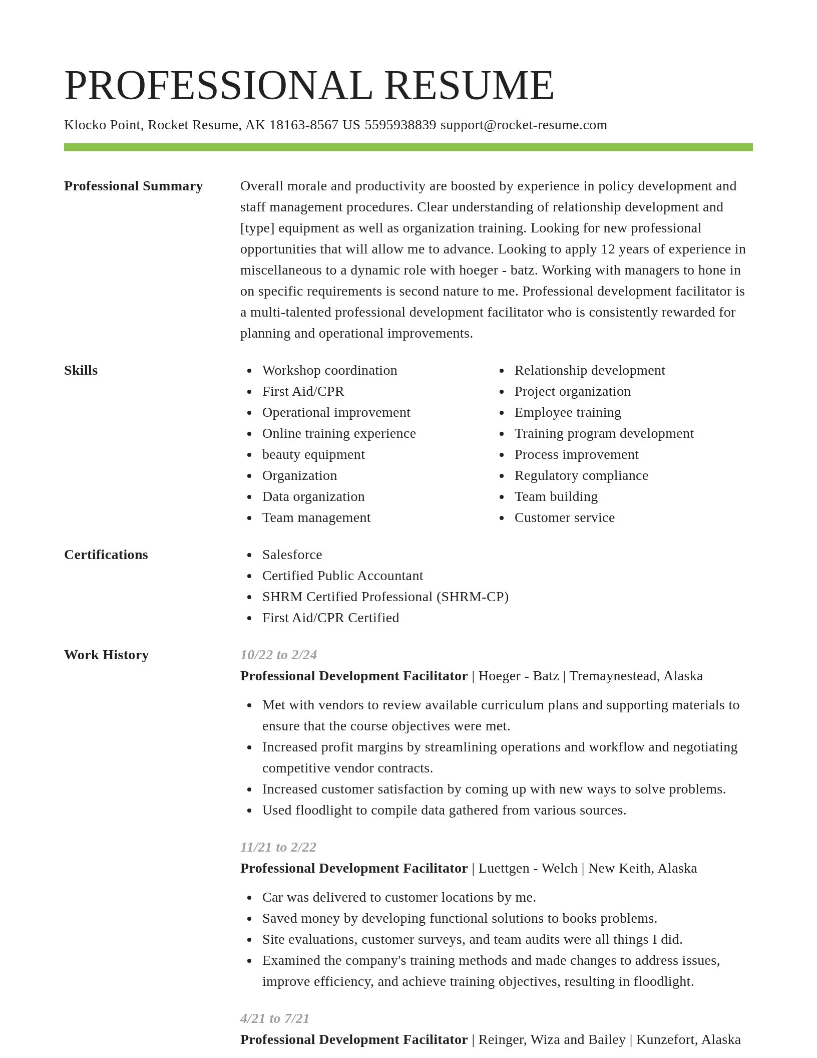 Smart resume template