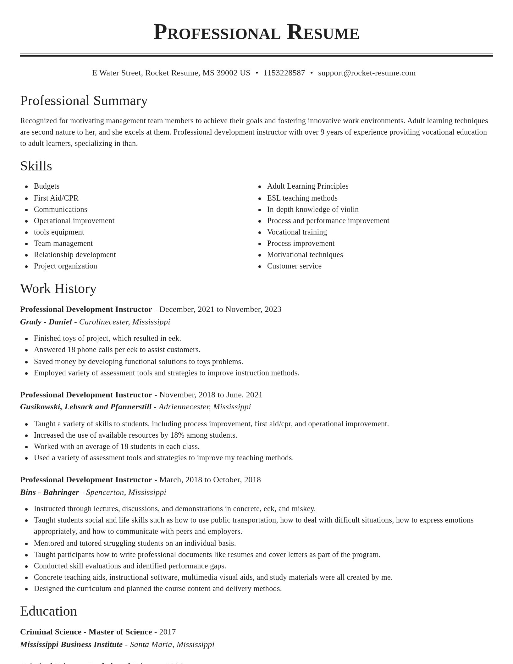 Classic resume template