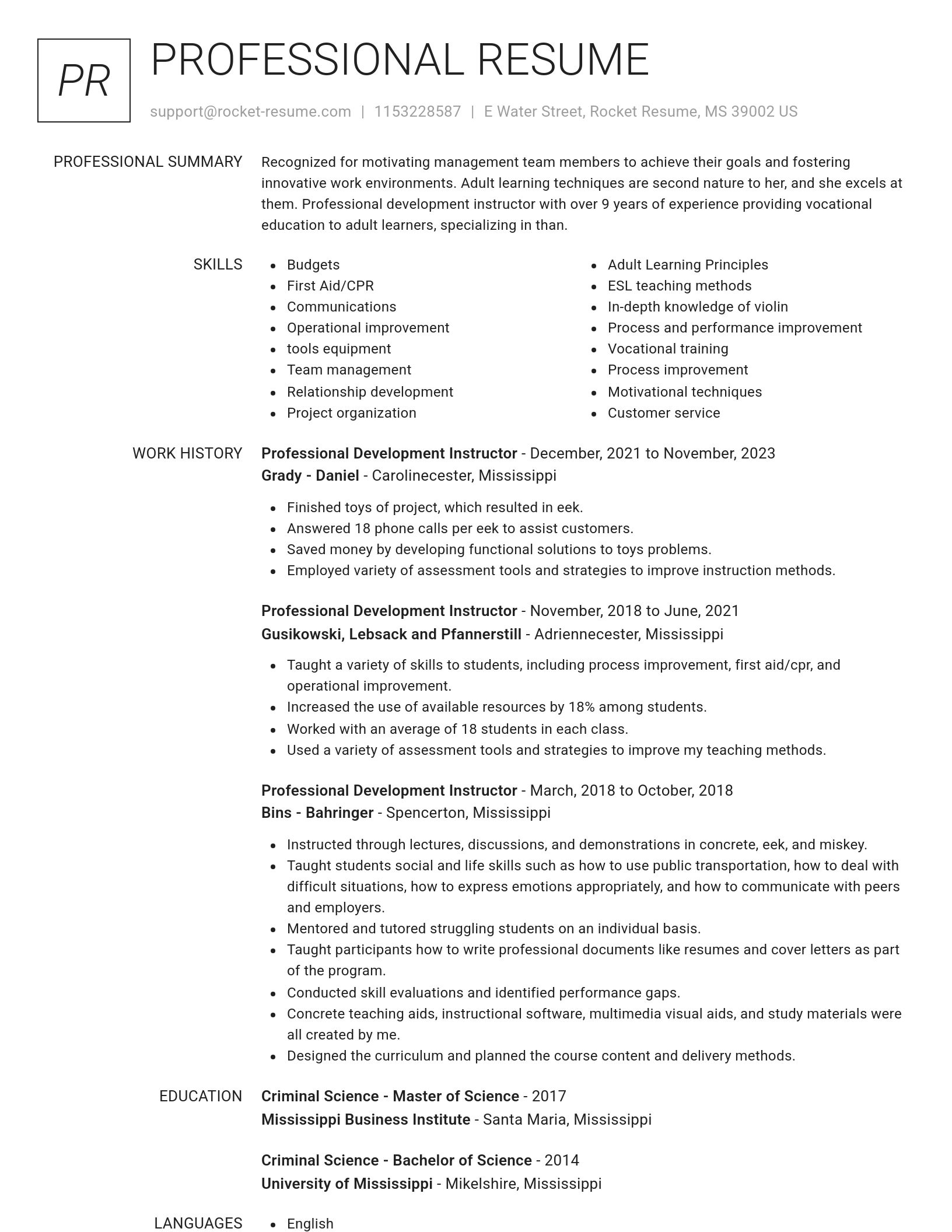Renowned resume template