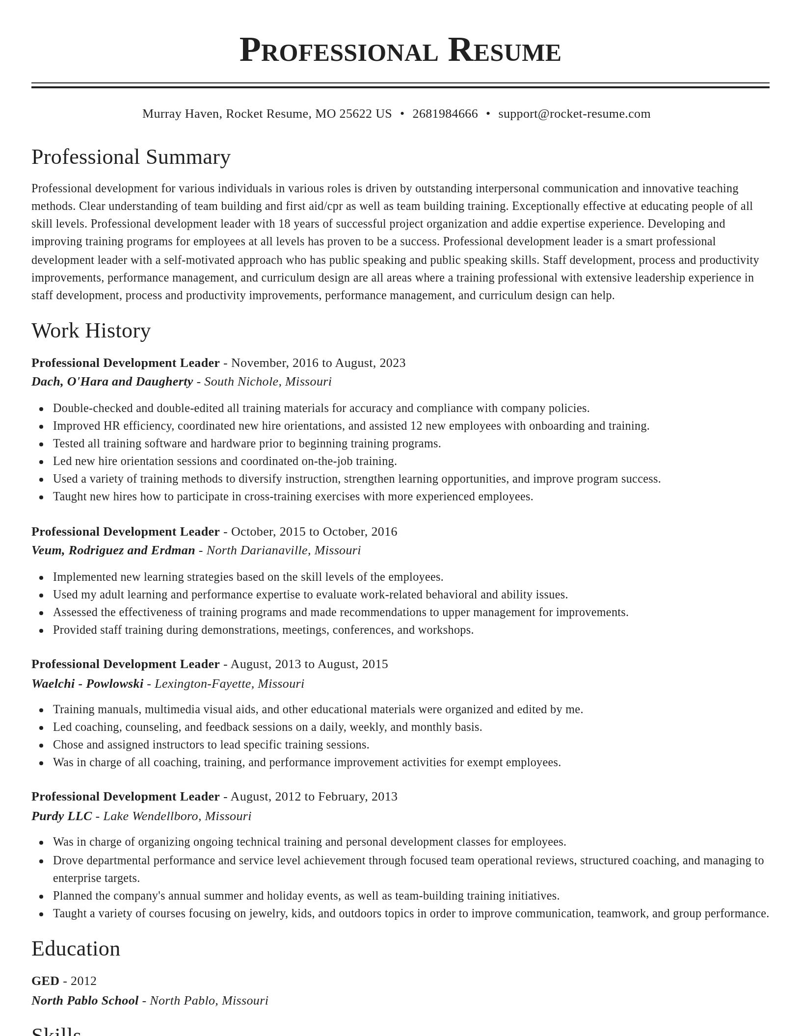 Classic resume template