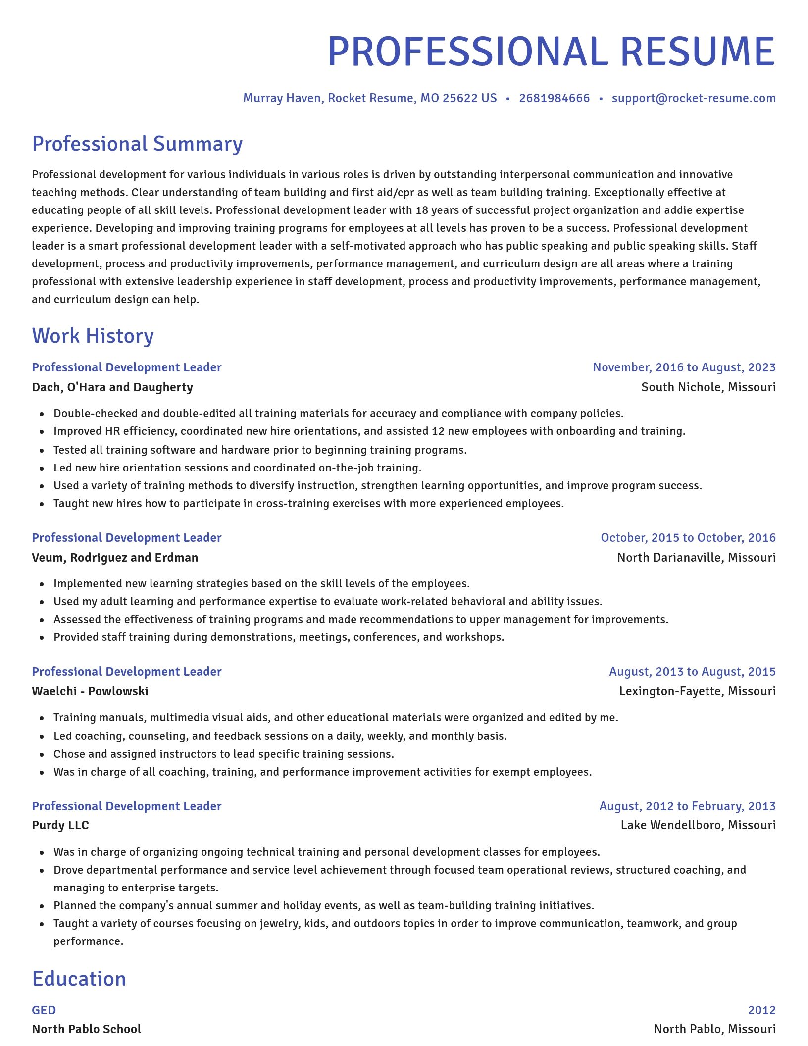 Novel resume template