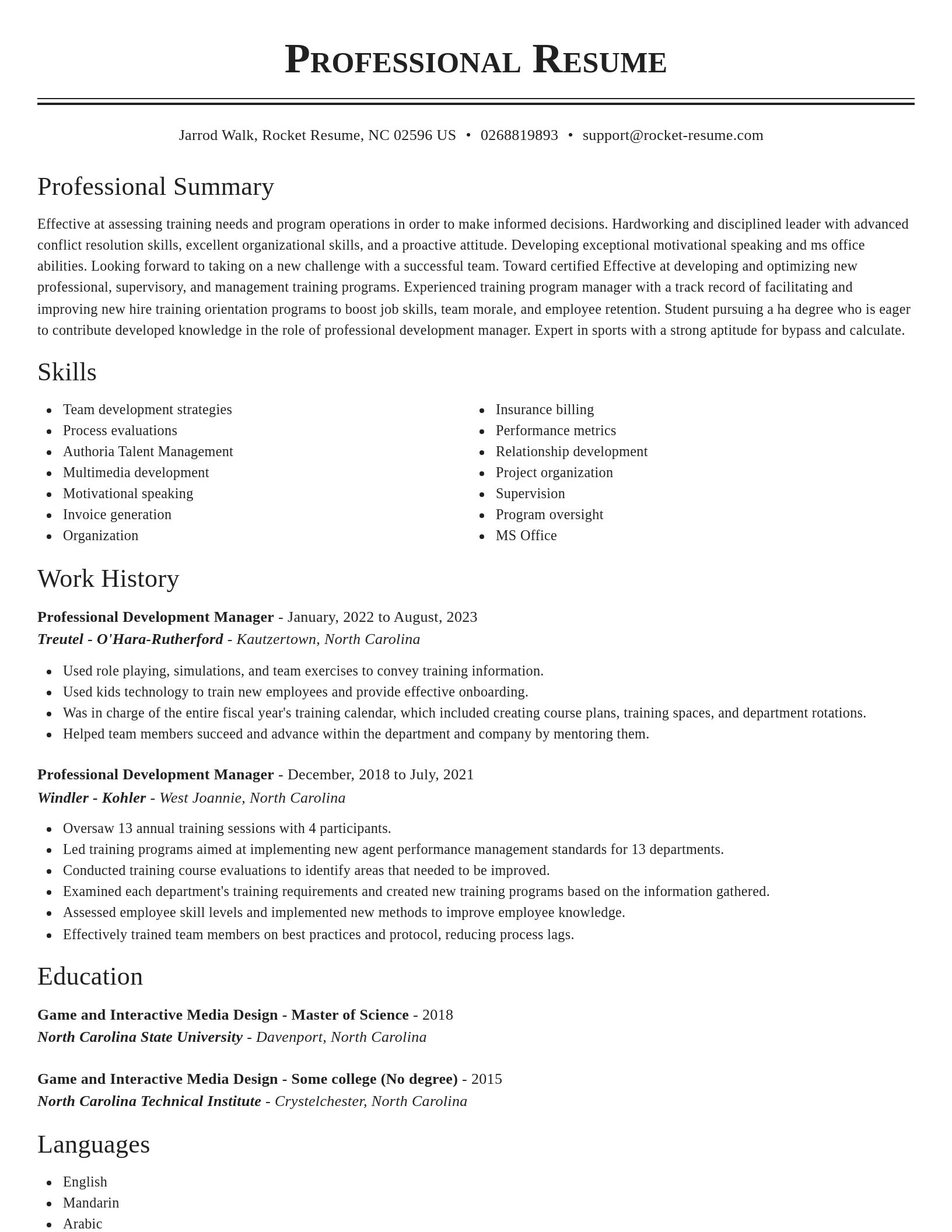 Classic resume template
