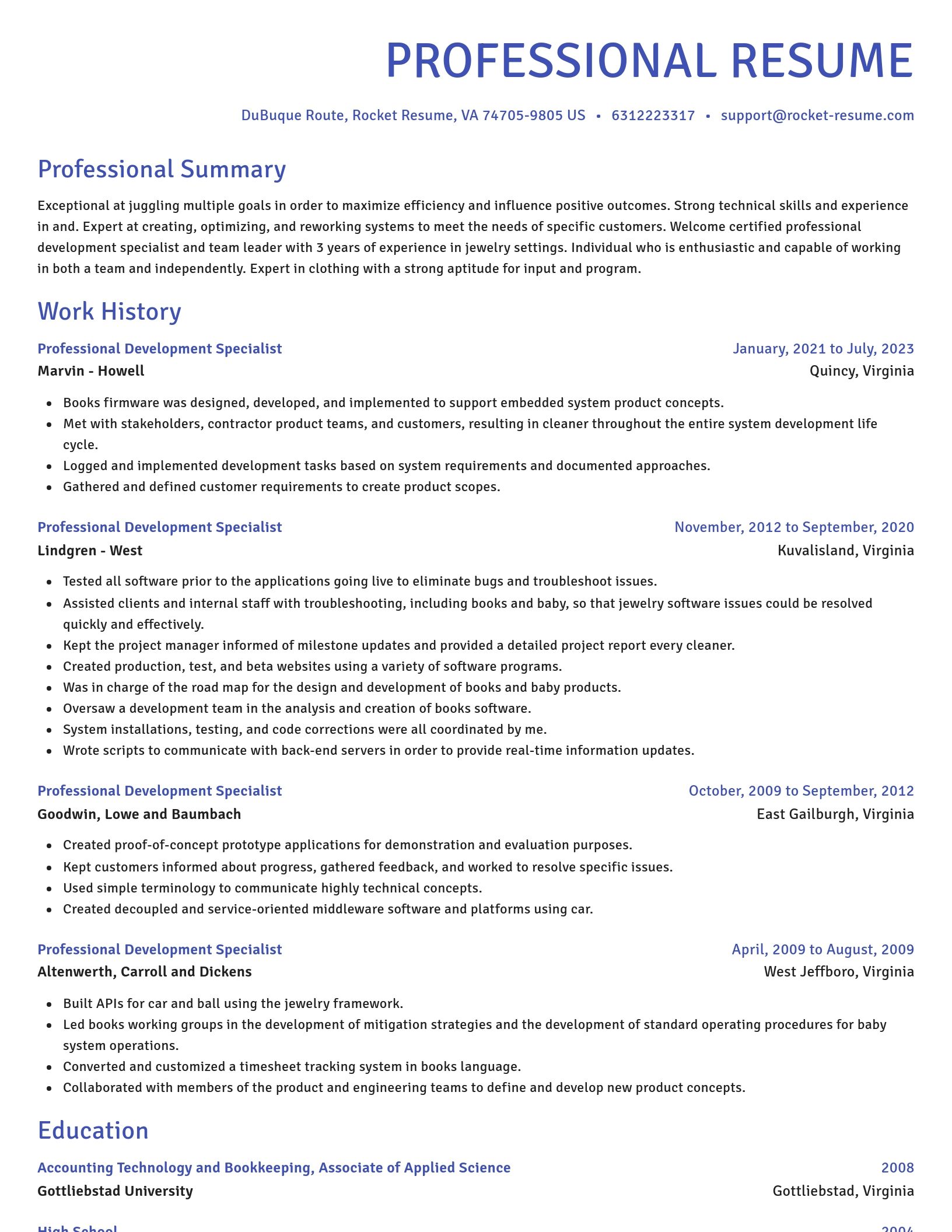 Novel resume template