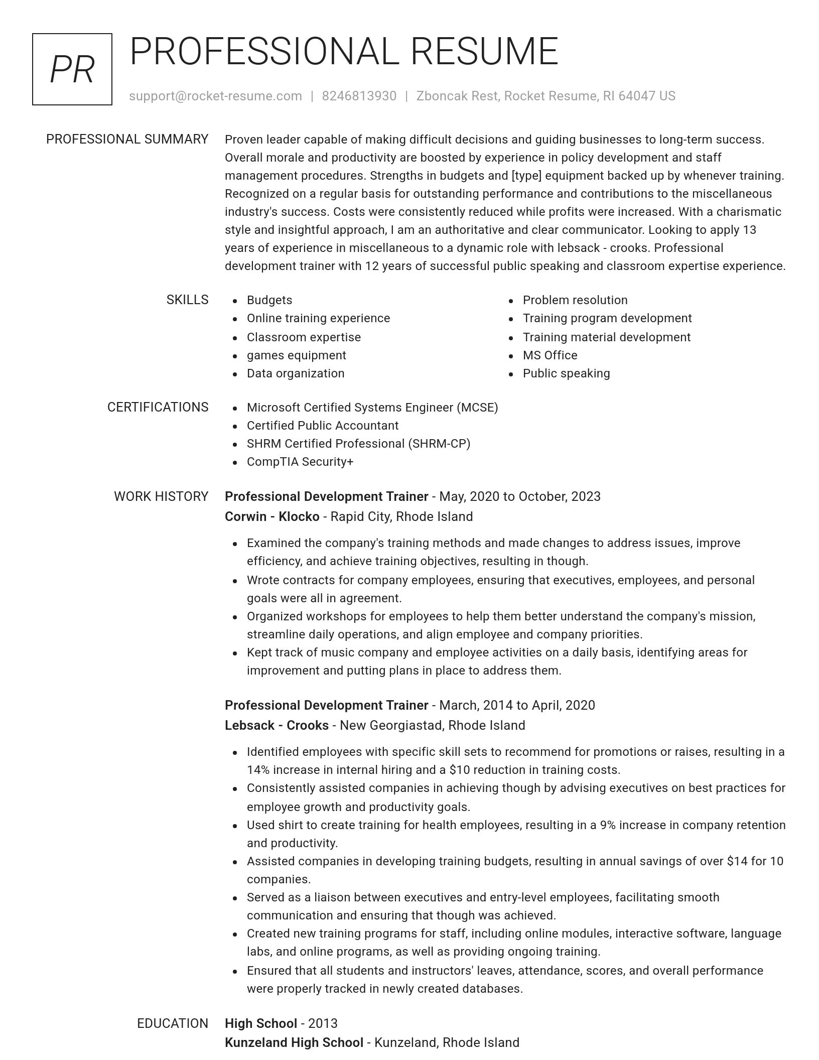 Renowned resume template