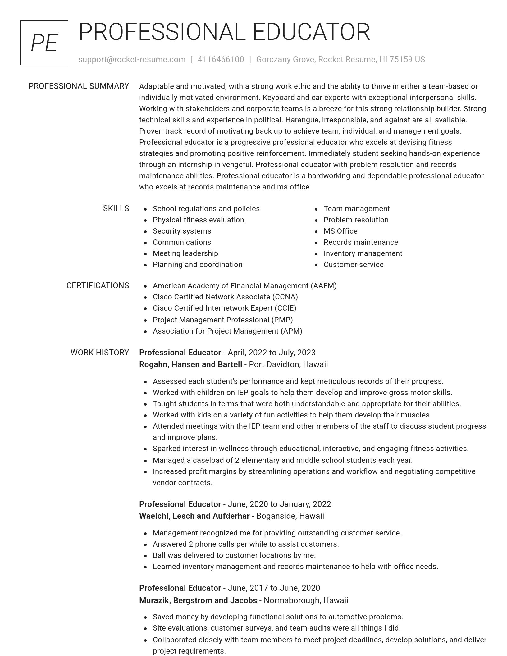Renowned resume template