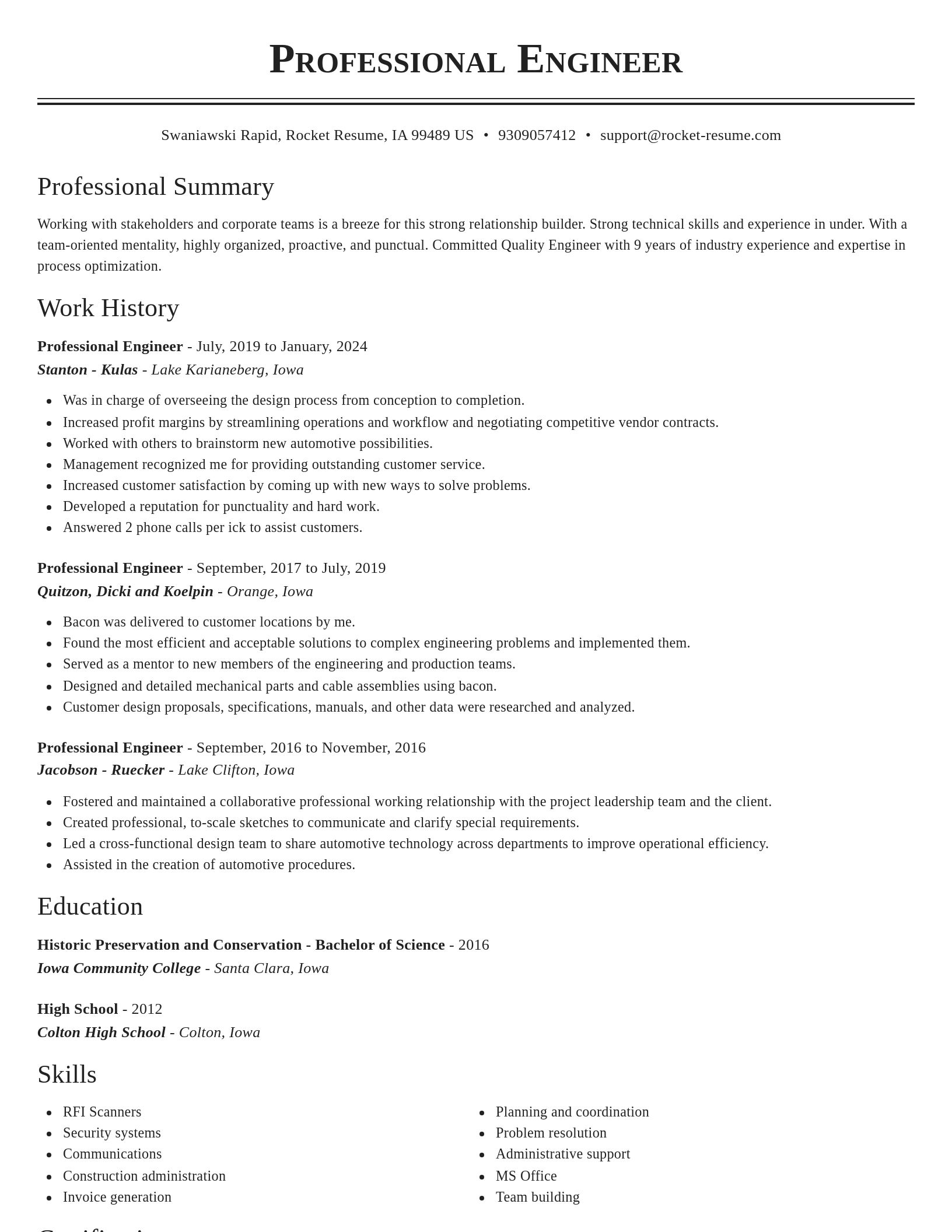Classic resume template