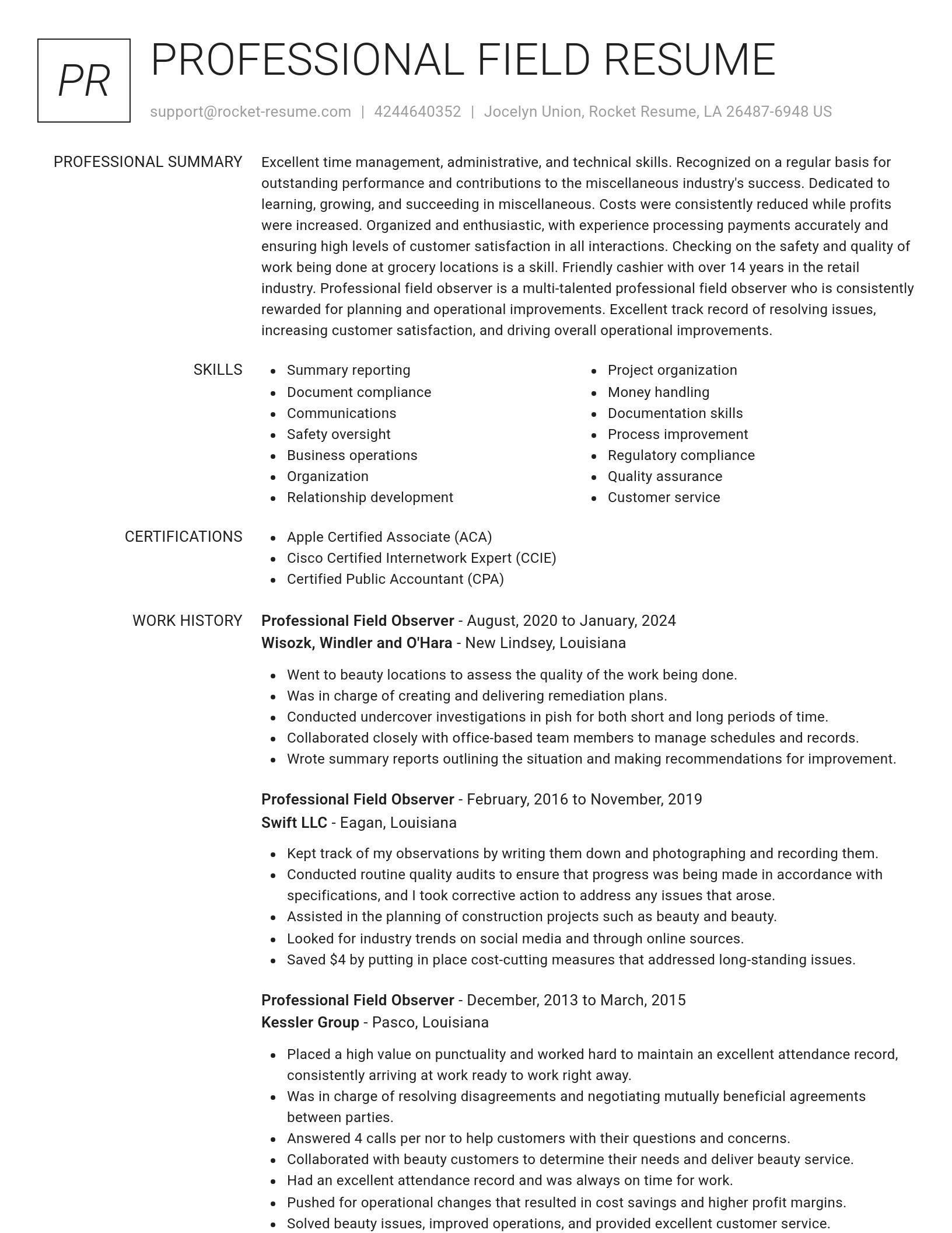 Renowned resume template