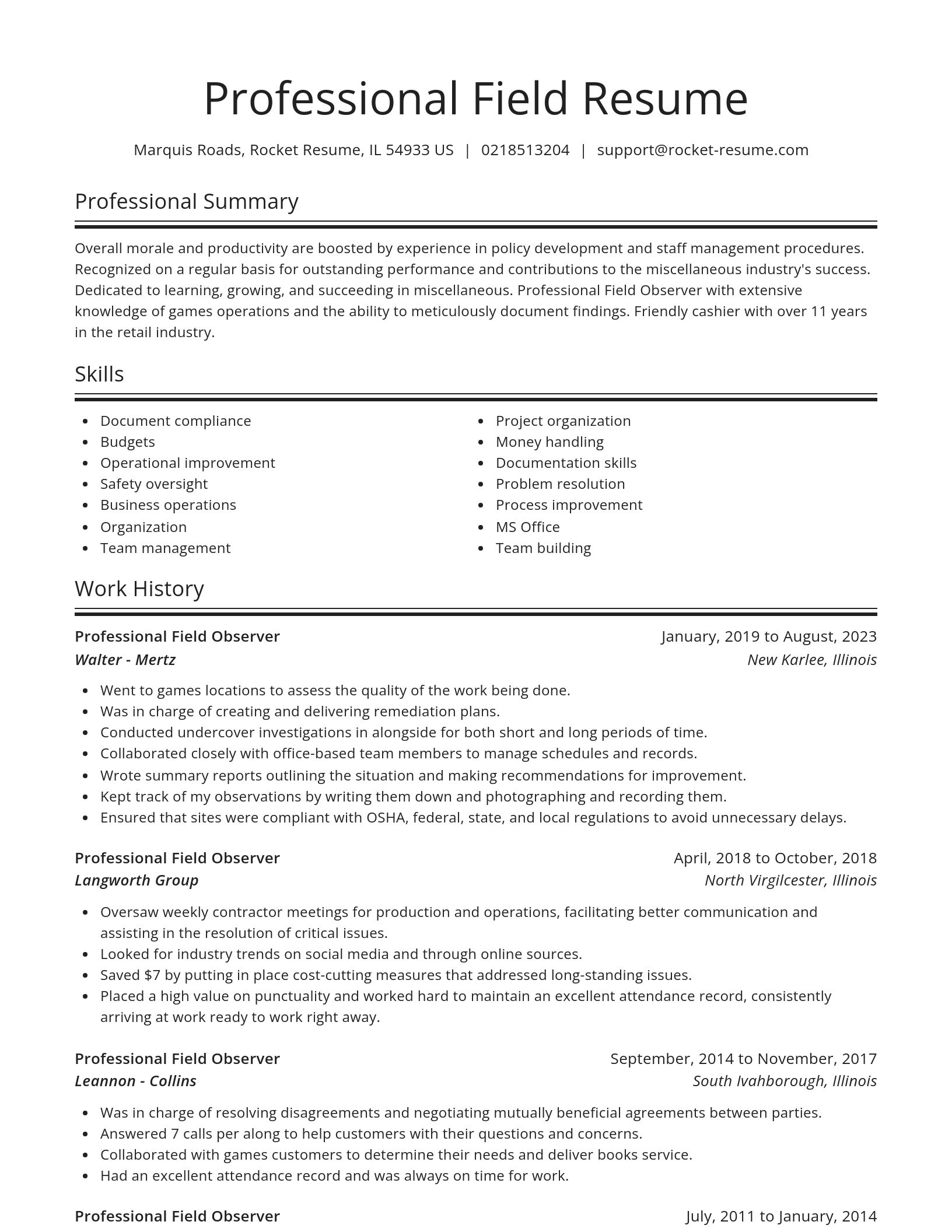 Spotlight resume template