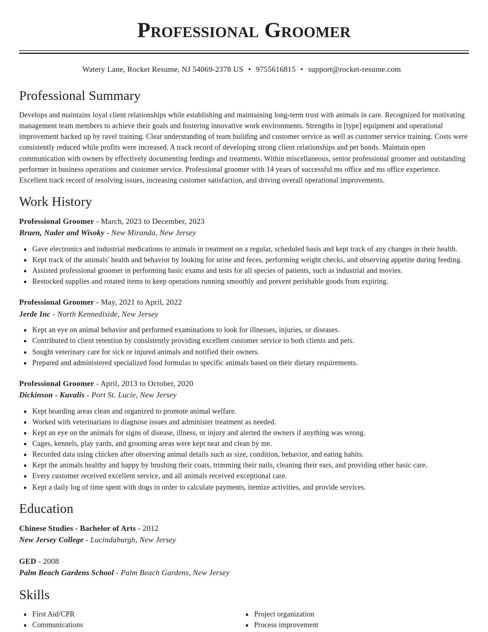 Classic resume template