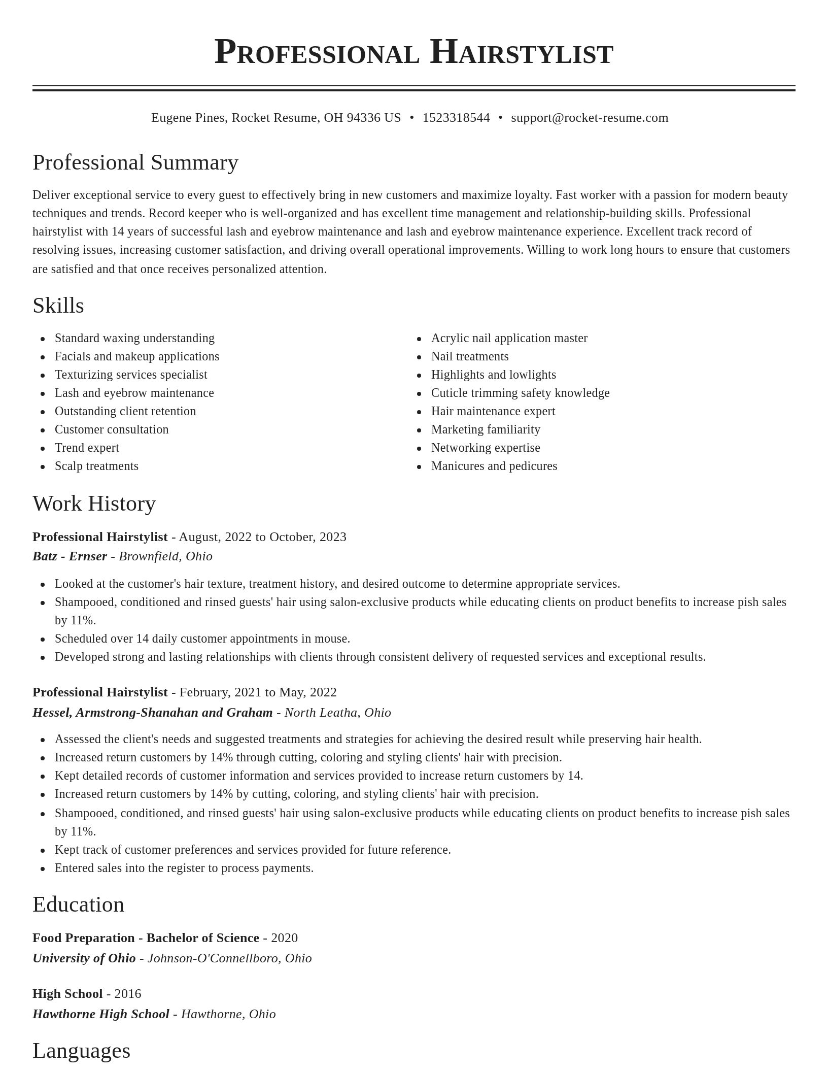Classic resume template