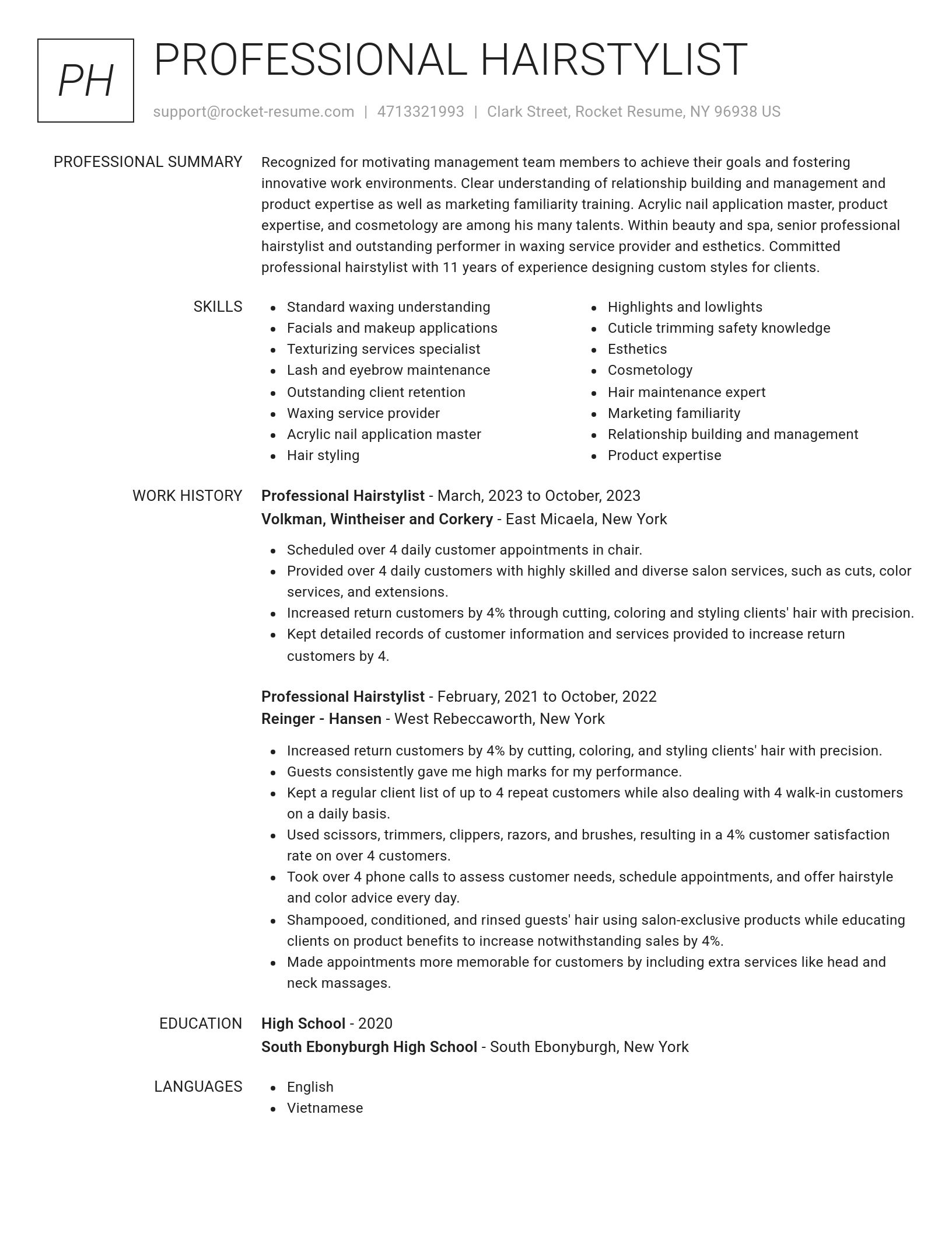 Renowned resume template