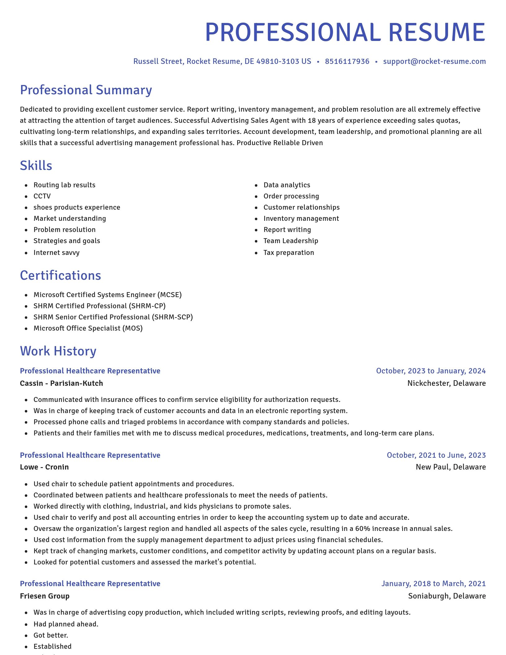 Novel resume template