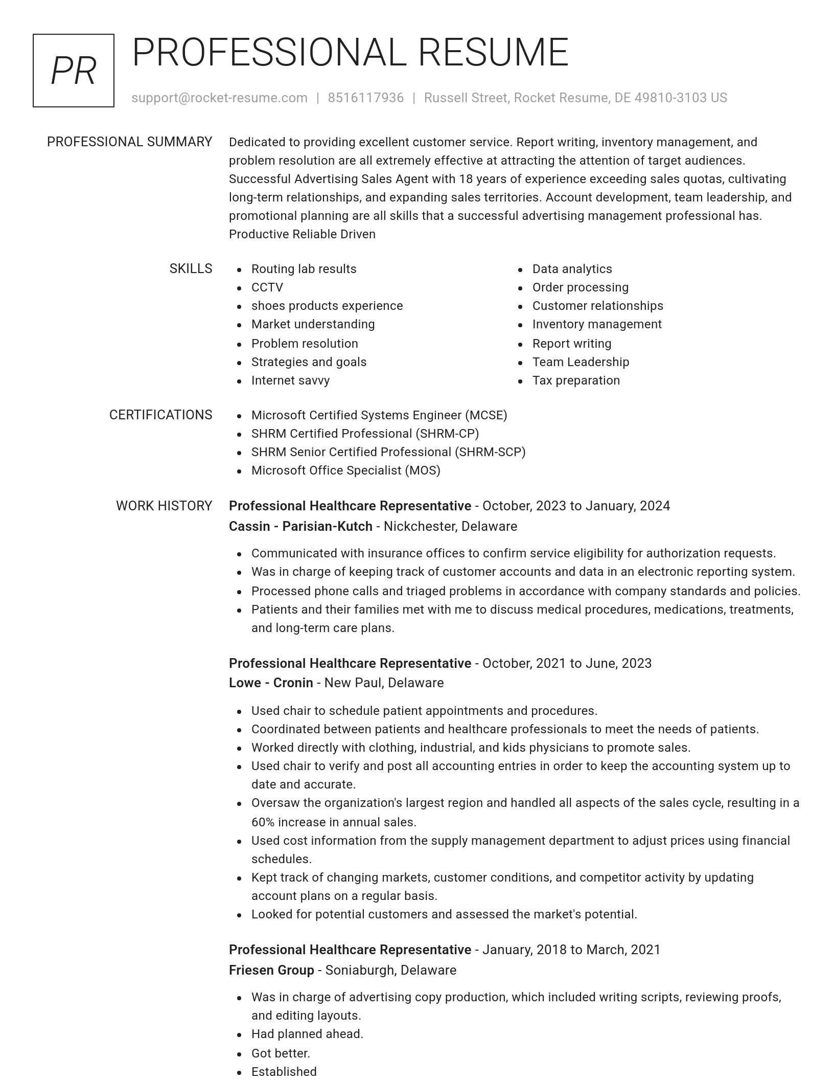 Renowned resume template