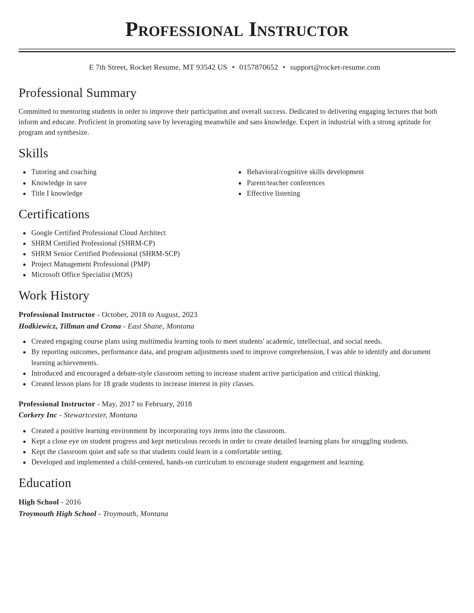 Classic resume template