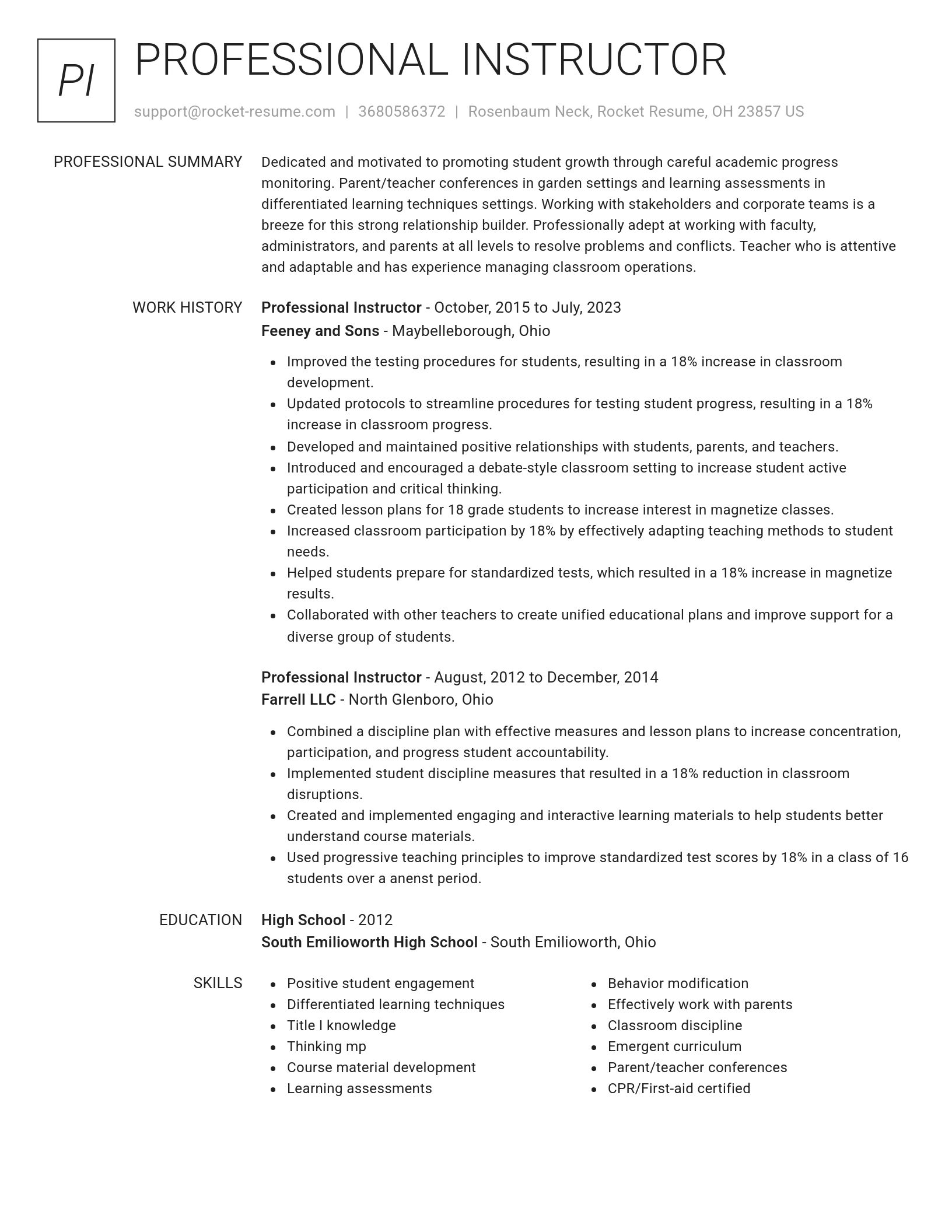 Renowned resume template