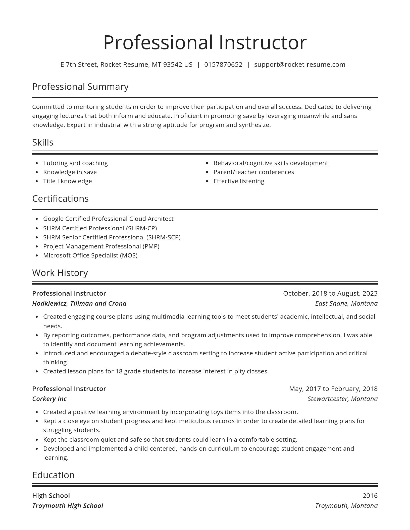 Spotlight resume template