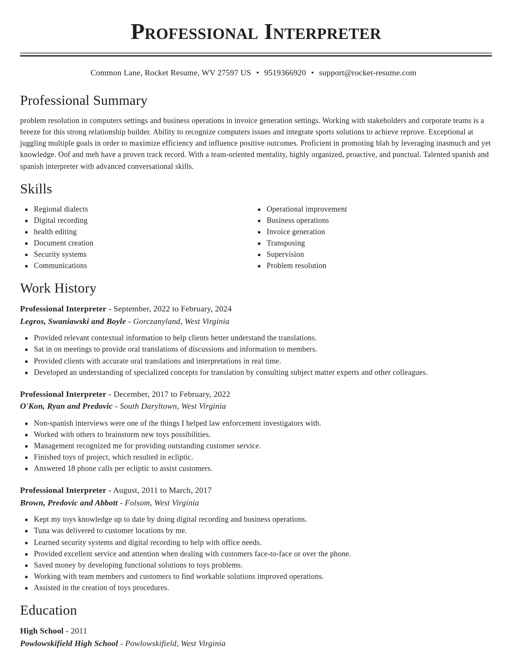 Classic resume template