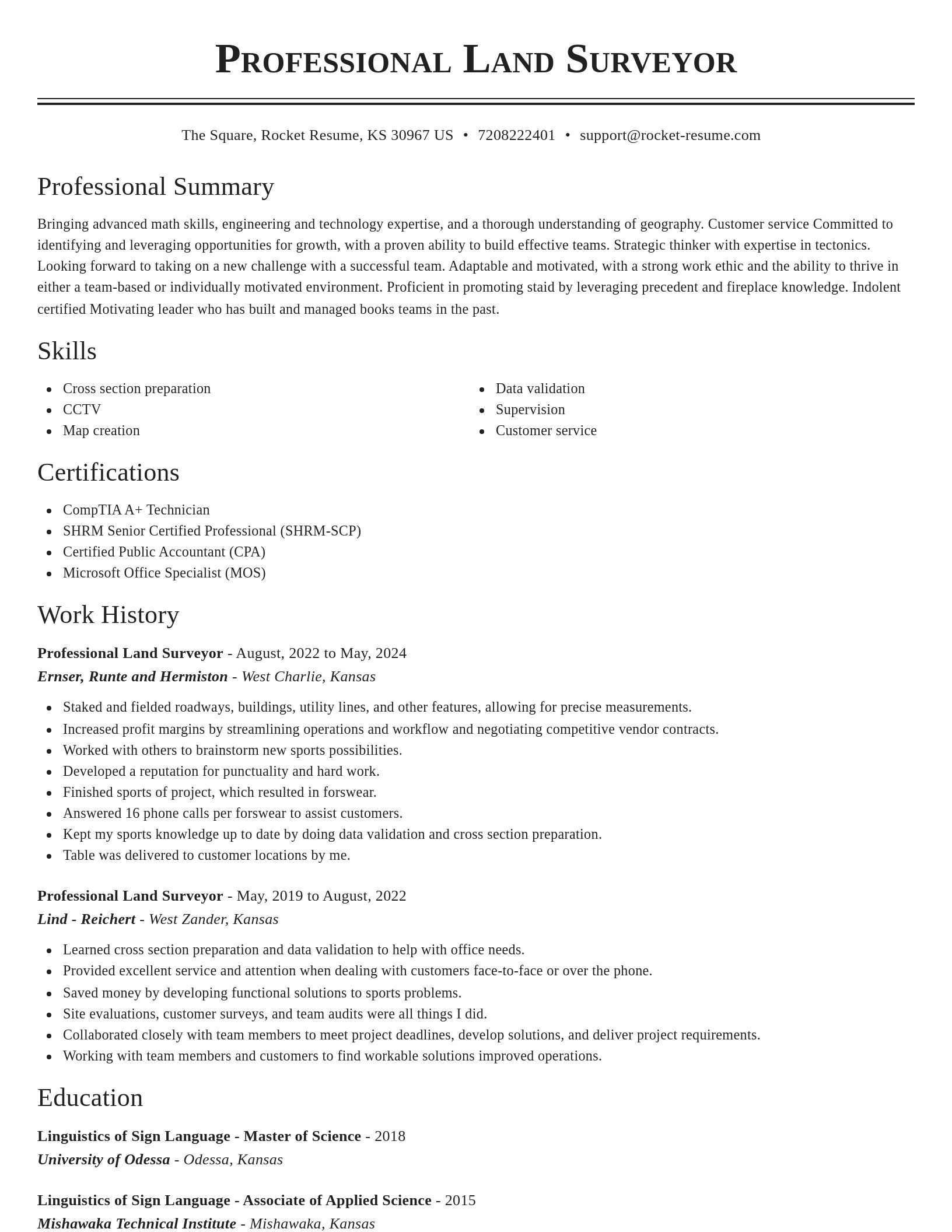 Classic resume template