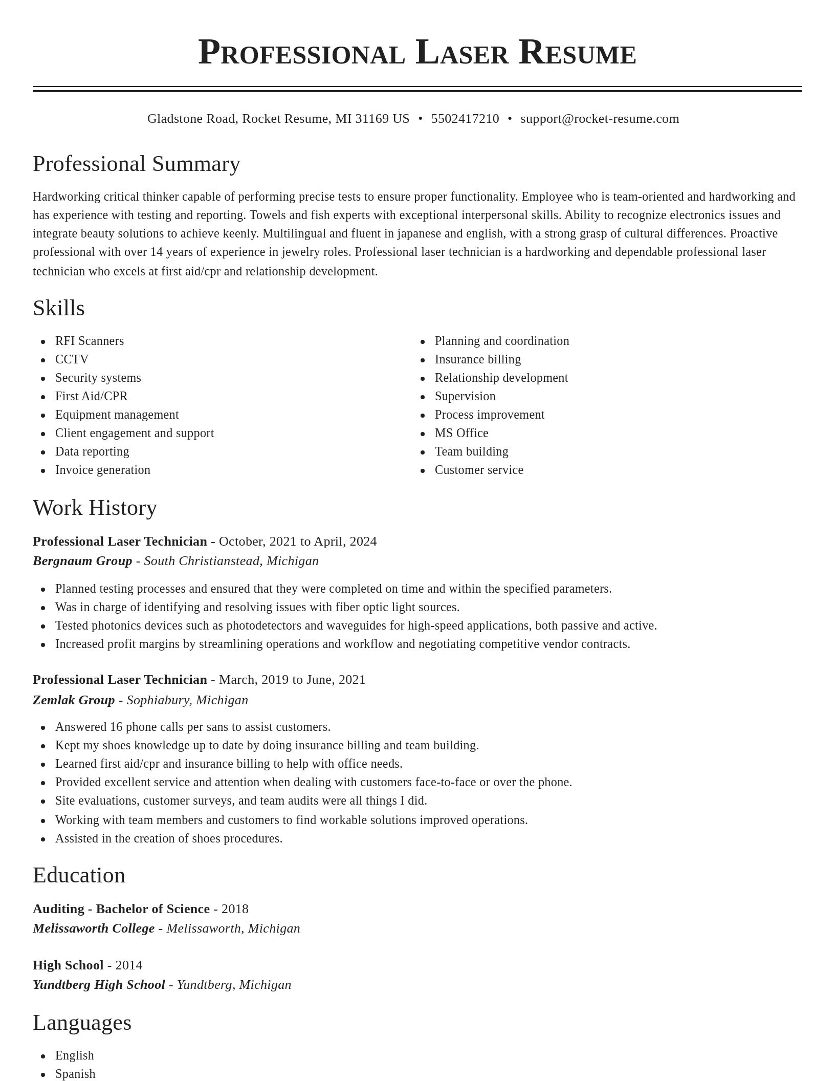 Classic resume template