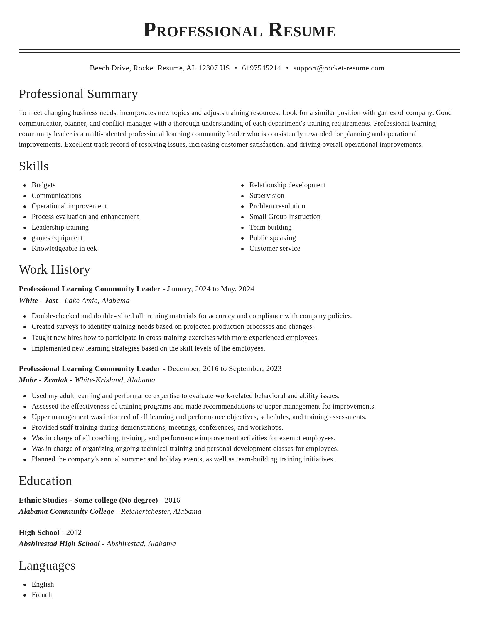 Classic resume template