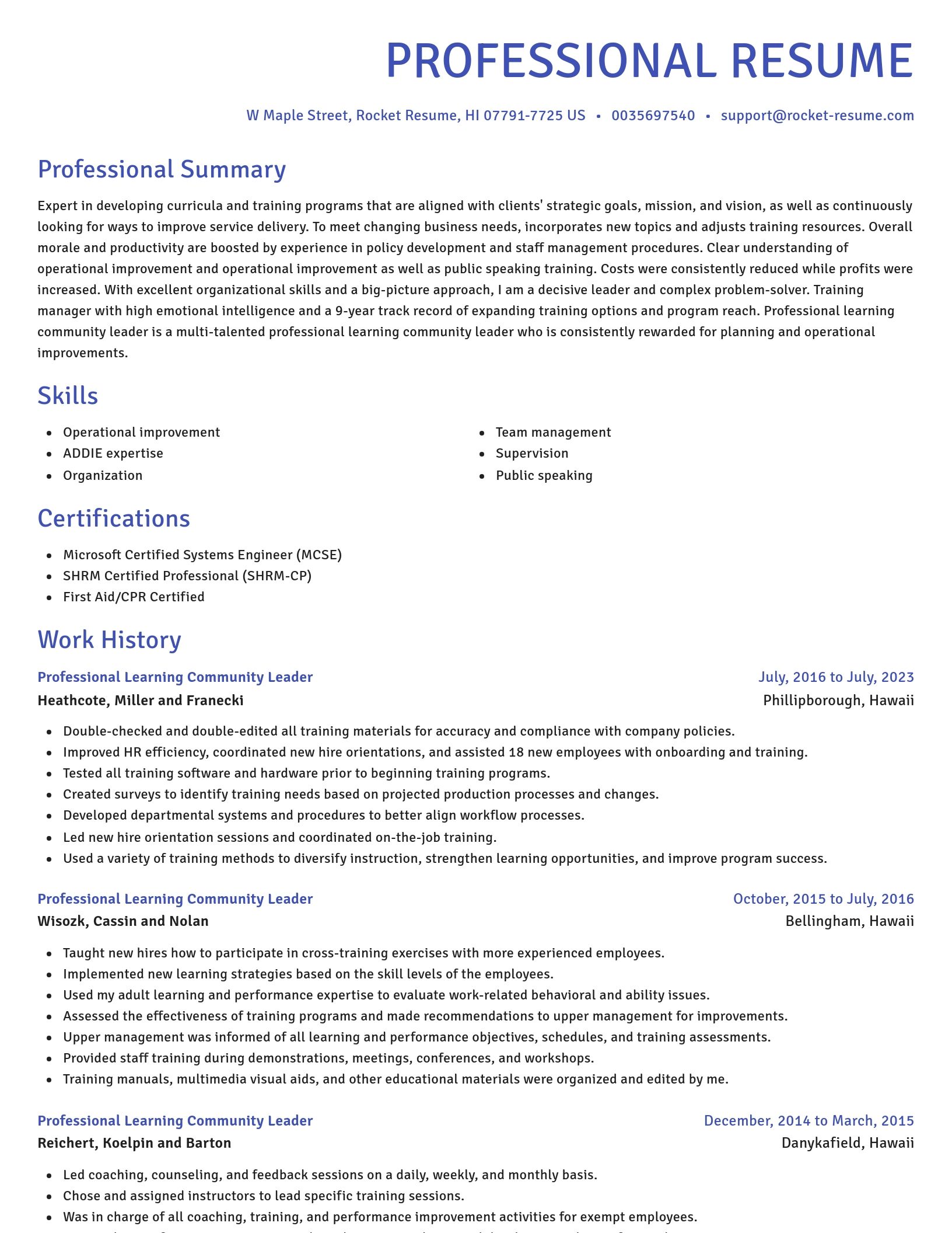 Novel resume template