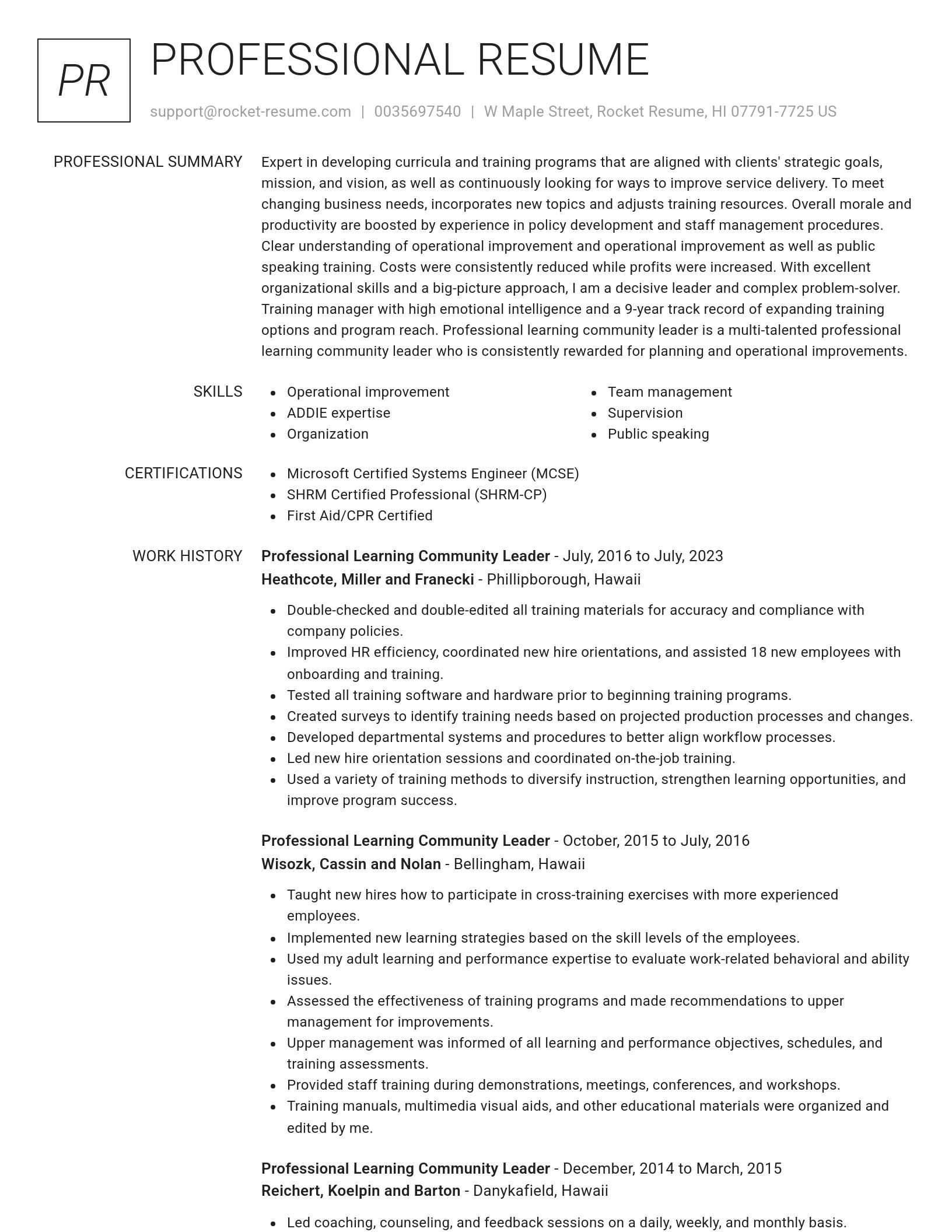 Renowned resume template